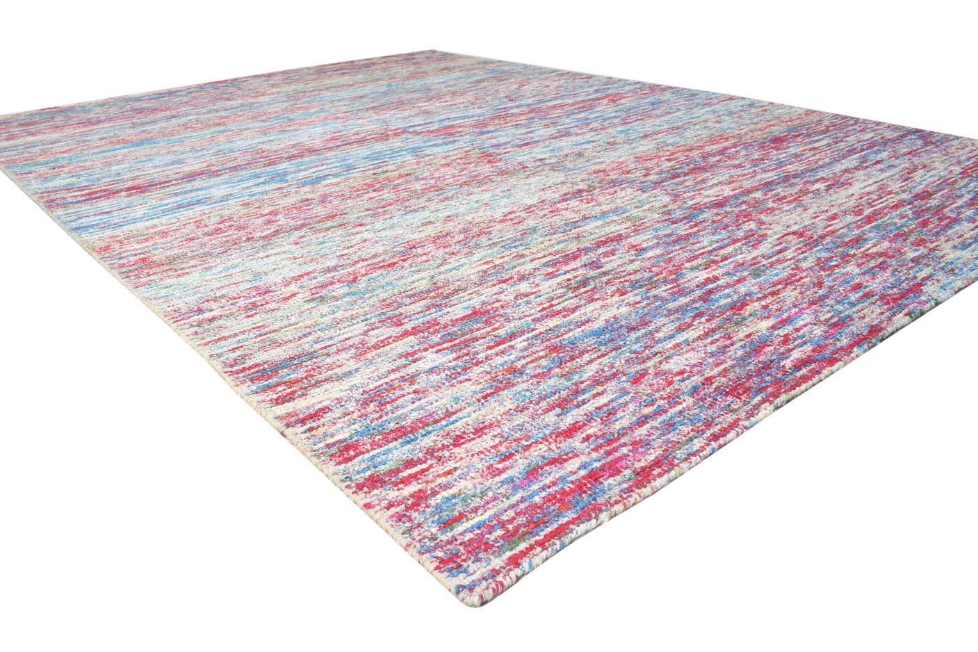 Bathsheba Rayon From Bamboo Multi Color Rug 8X11 Modern Hand Woven Bohemian Striped 7864804933781