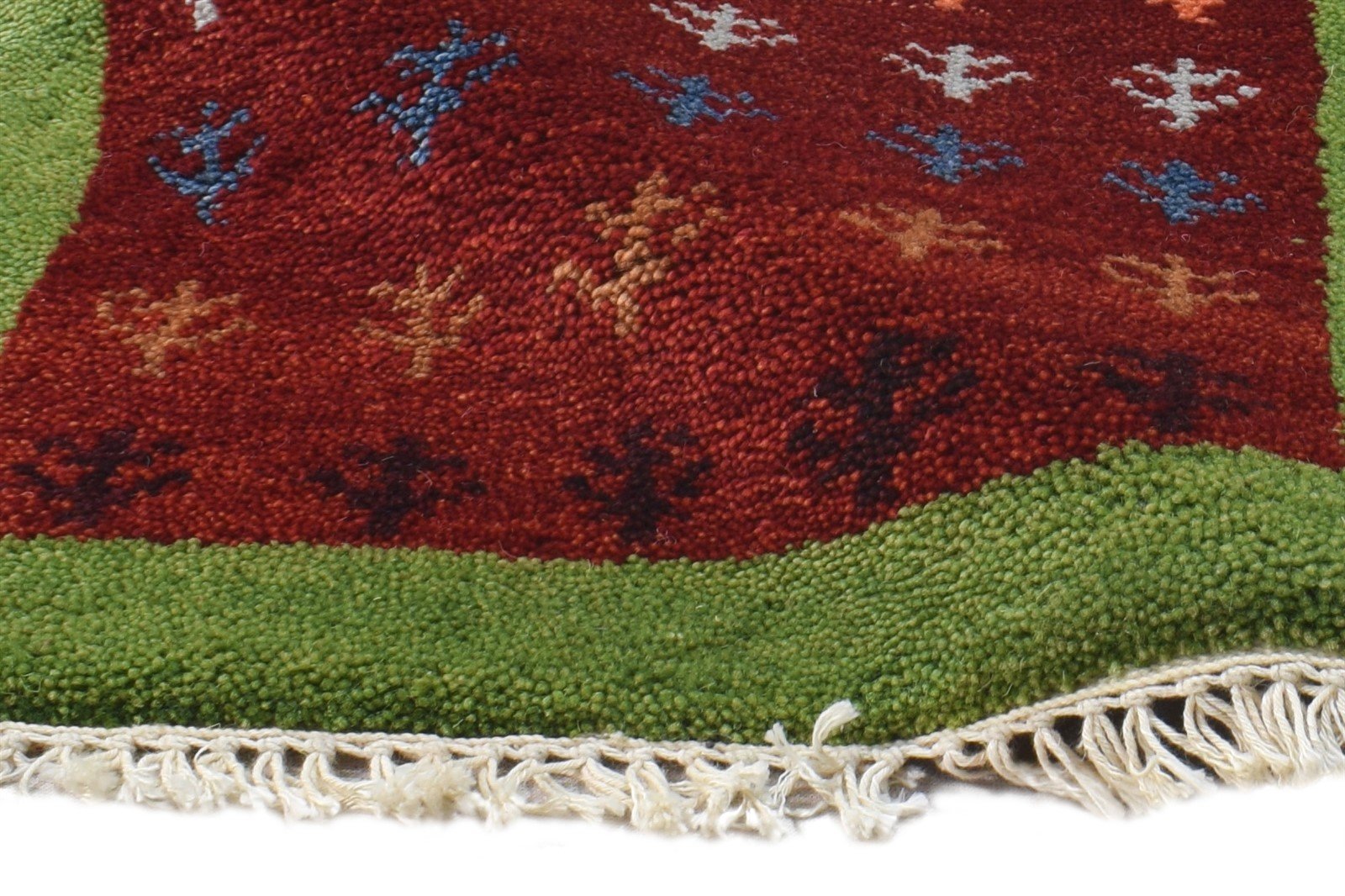 Red Wool Rug 1' X 2' Modern Hand Knotted Scandinavian Bordered Small Carpet 7865082871957