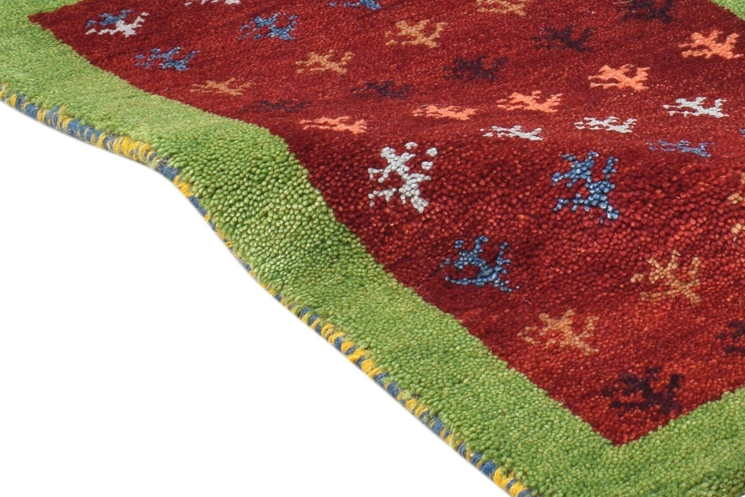Red Wool Rug 1' X 2' Modern Hand Knotted Scandinavian Bordered Small Carpet 7865082871957