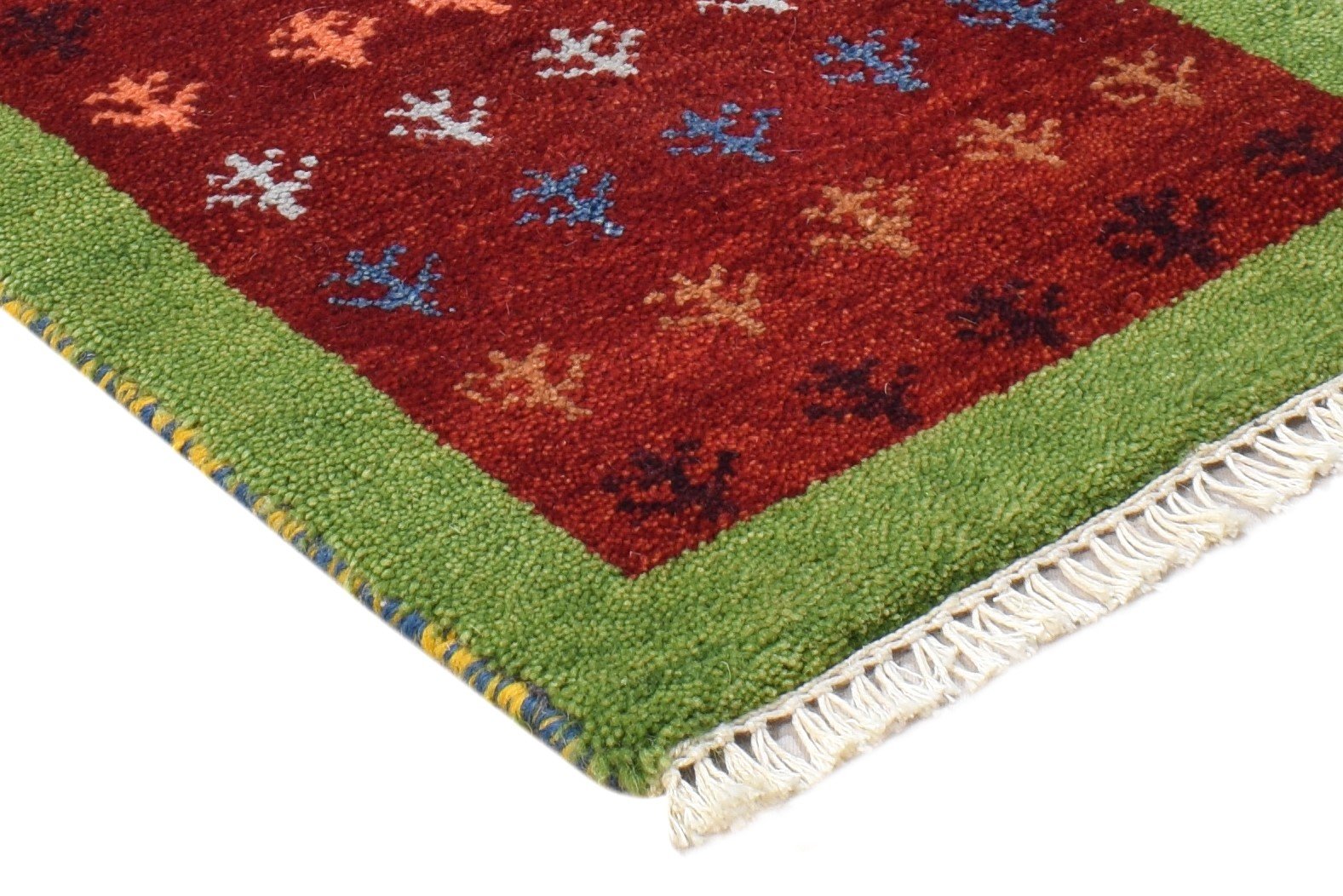 Red Wool Rug 1' X 2' Modern Hand Knotted Scandinavian Bordered Small Carpet 7865082871957