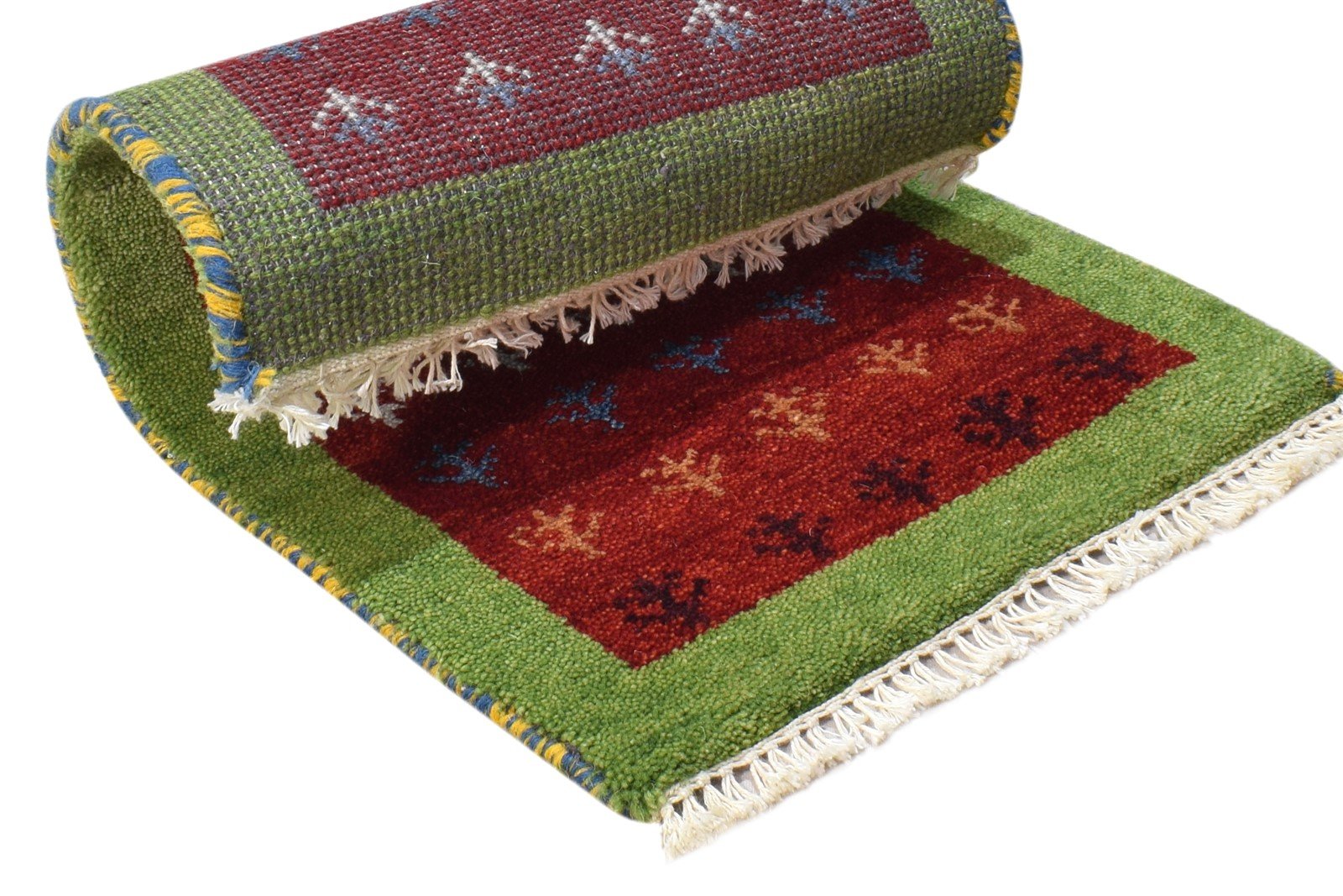 Red Wool Rug 1' X 2' Modern Hand Knotted Scandinavian Bordered Small Carpet 7865082871957