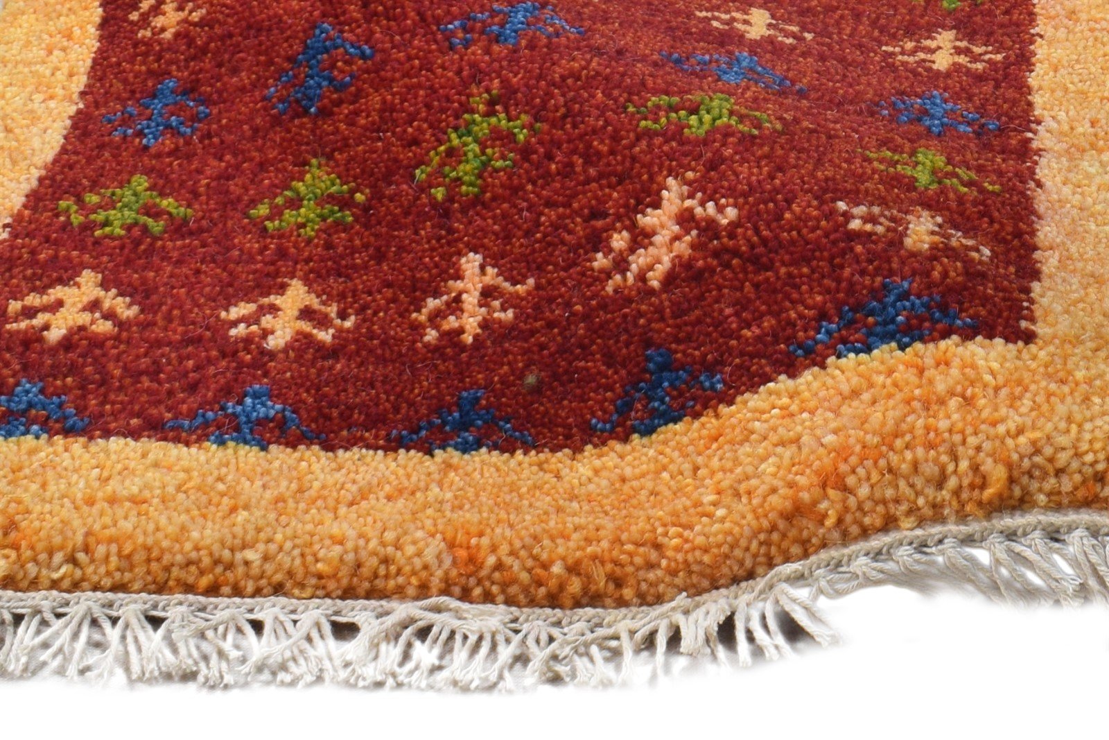 Red Wool Rug 1' X 2' Modern Hand Knotted Scandinavian Bordered Small Carpet 7865084706965