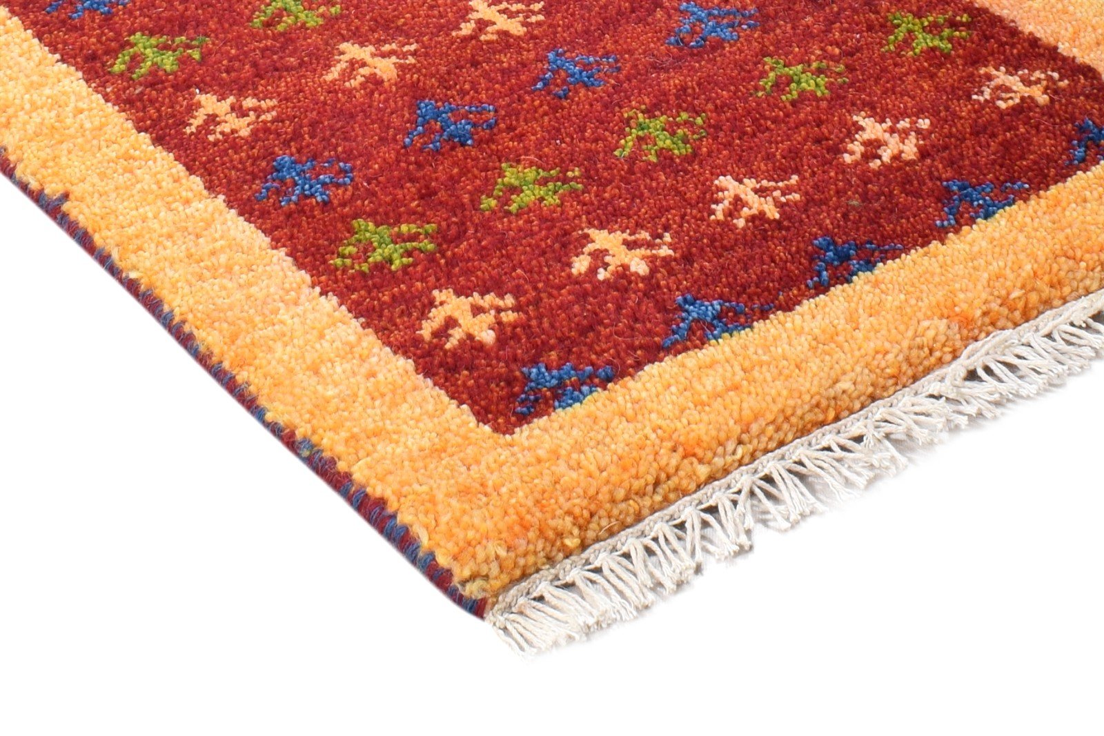 Red Wool Rug 1' X 2' Modern Hand Knotted Scandinavian Bordered Small Carpet 7865084706965