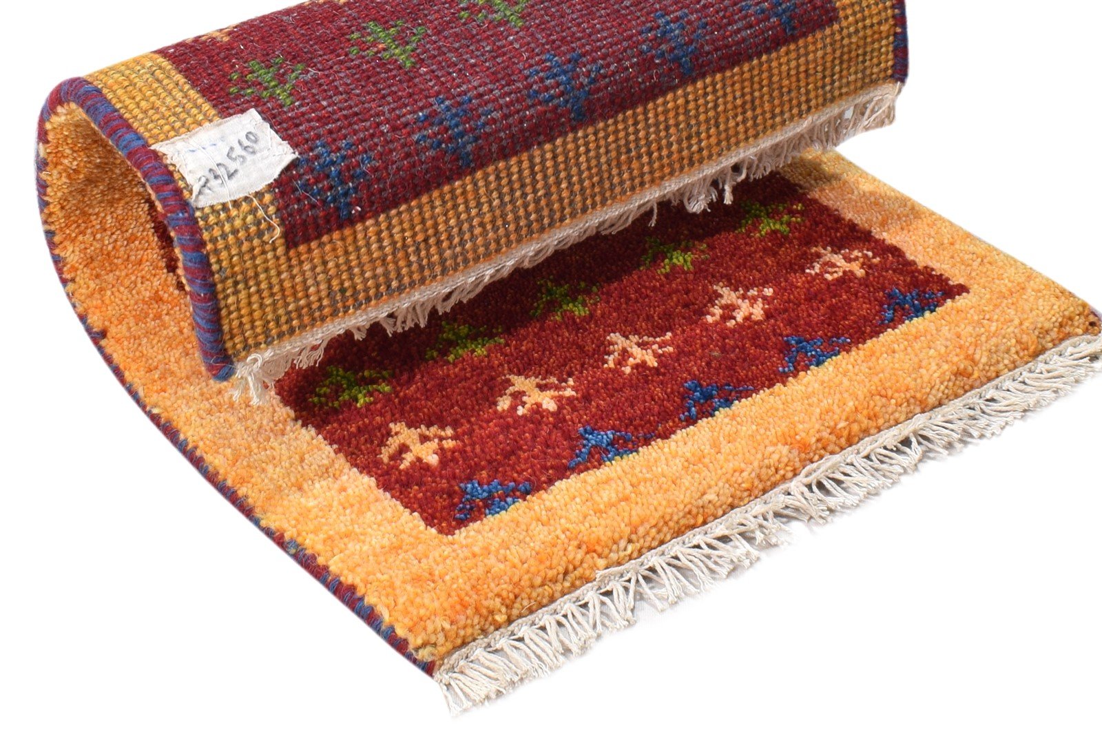 Red Wool Rug 1' X 2' Modern Hand Knotted Scandinavian Bordered Small Carpet 7865084706965