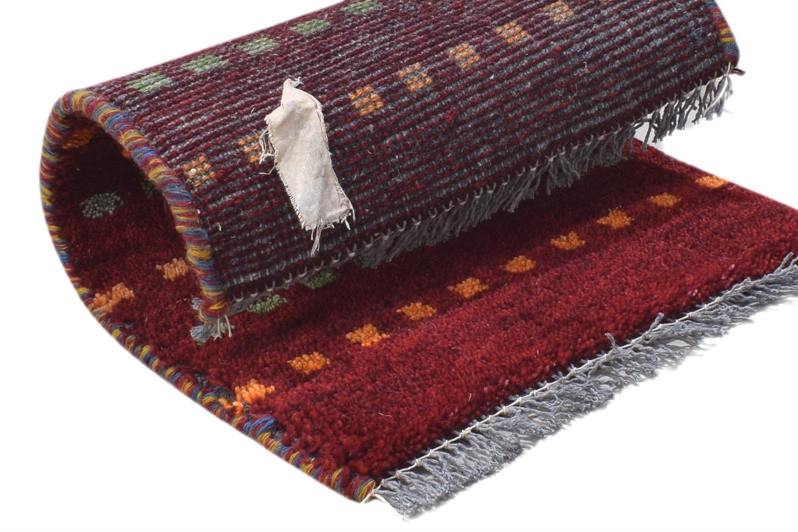 Red Wool Rug 1' X 2' Persian Hand Knotted Gabbeh Southwestern Small Carpet 7864211210389