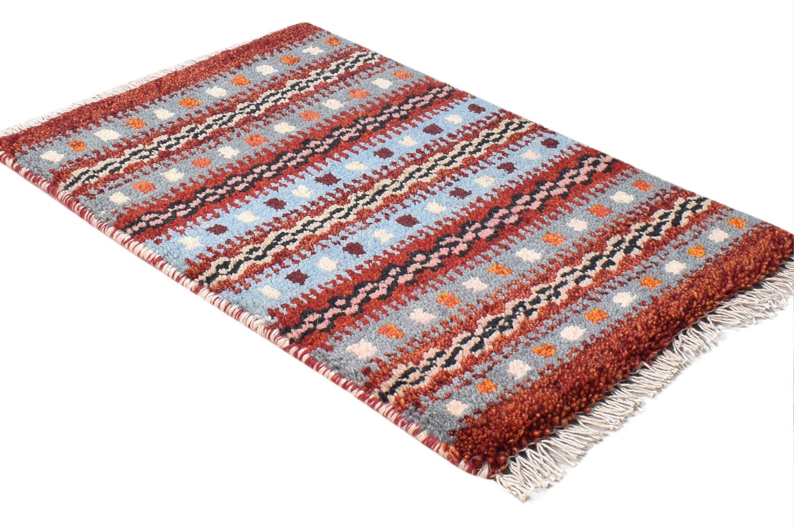 Red Wool Rug 1' X 2' Persian Hand Knotted Southwestern Tribal Small Carpet 7865180848277
