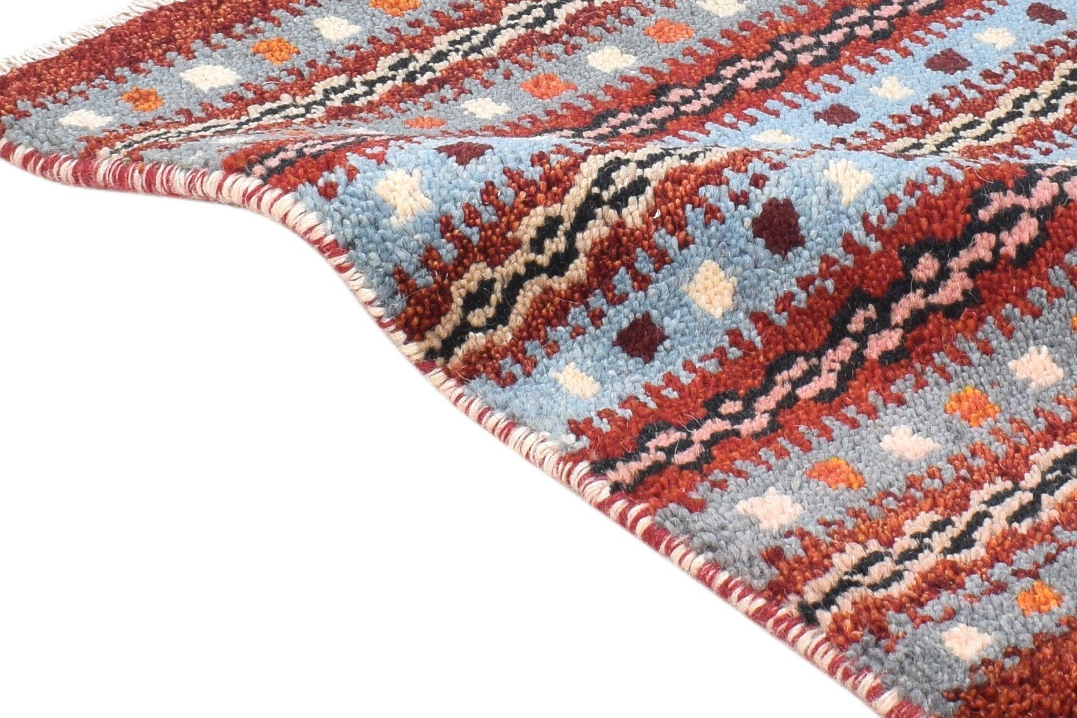 Red Wool Rug 1' X 2' Persian Hand Knotted Southwestern Tribal Small Carpet 7865180848277