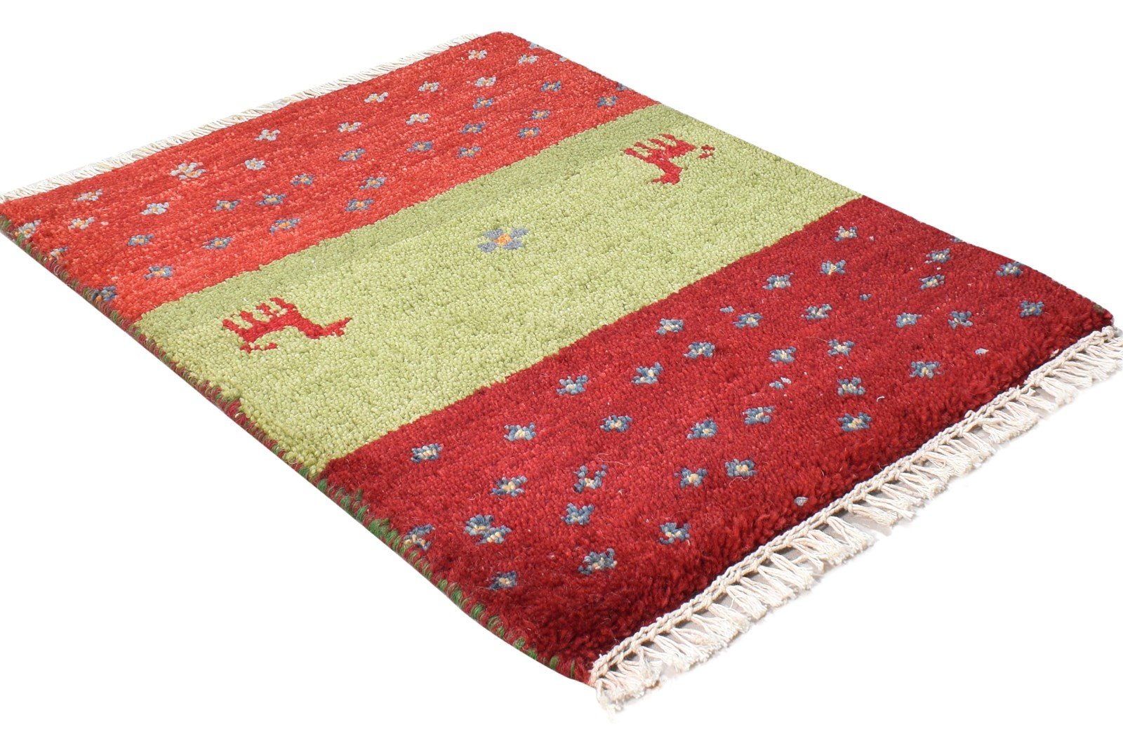 Red Wool Rug 1' X 2' Southwestern Hand Knotted American Tribal Small Carpet 7865090441365