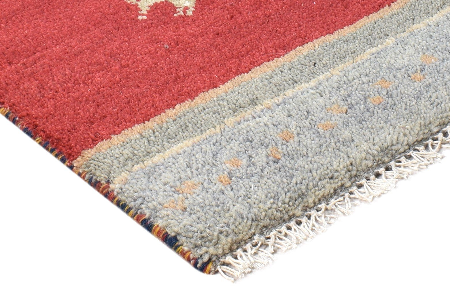 Red Wool Rug 2' X 2' Southwestern Hand Knotted American Tribal Small Carpet 7865089425557