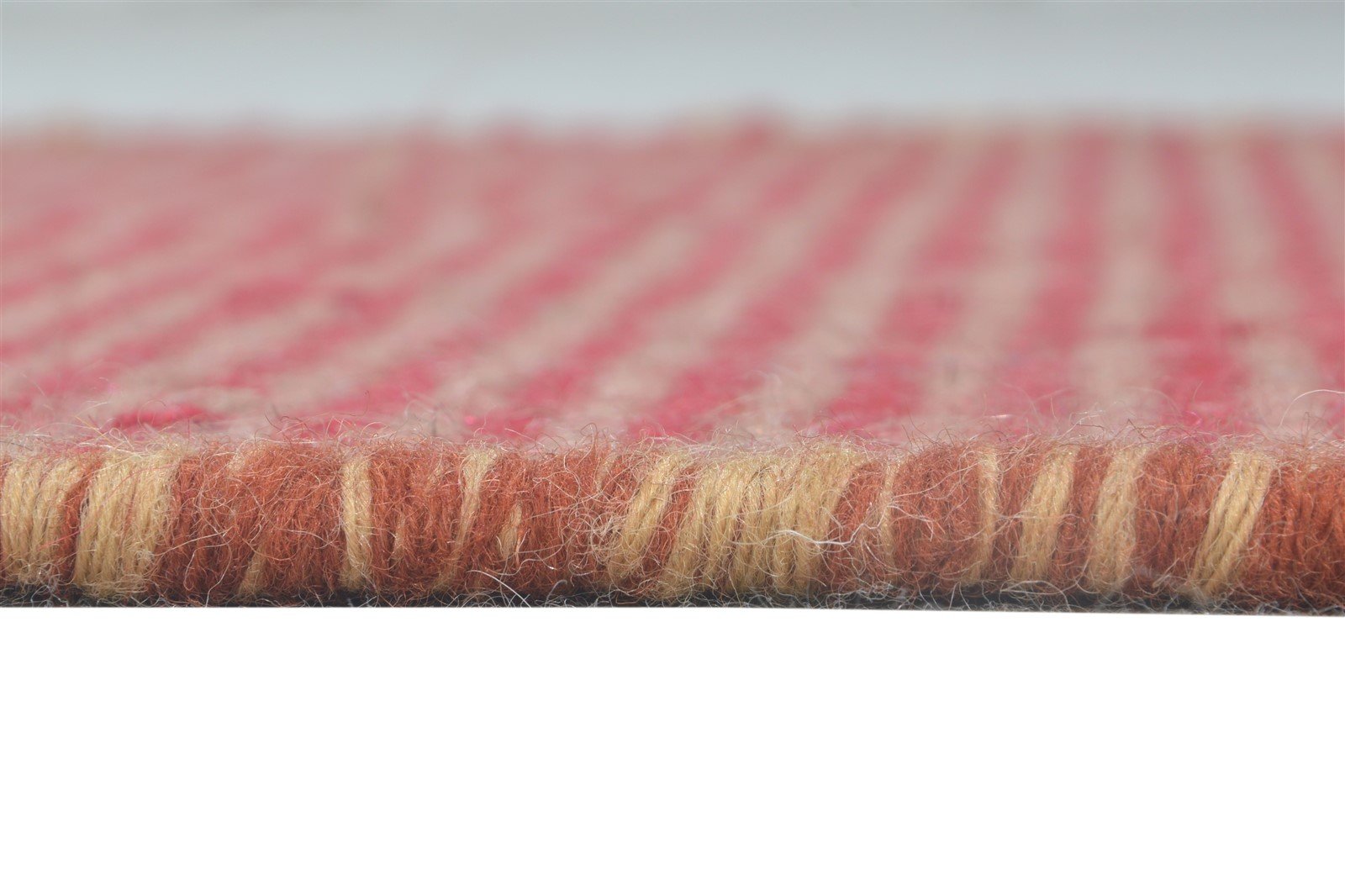 Red Wool Rug 2' X 3' Modern Dhurrie Bohemian Striped Small Carpet 7865012813973