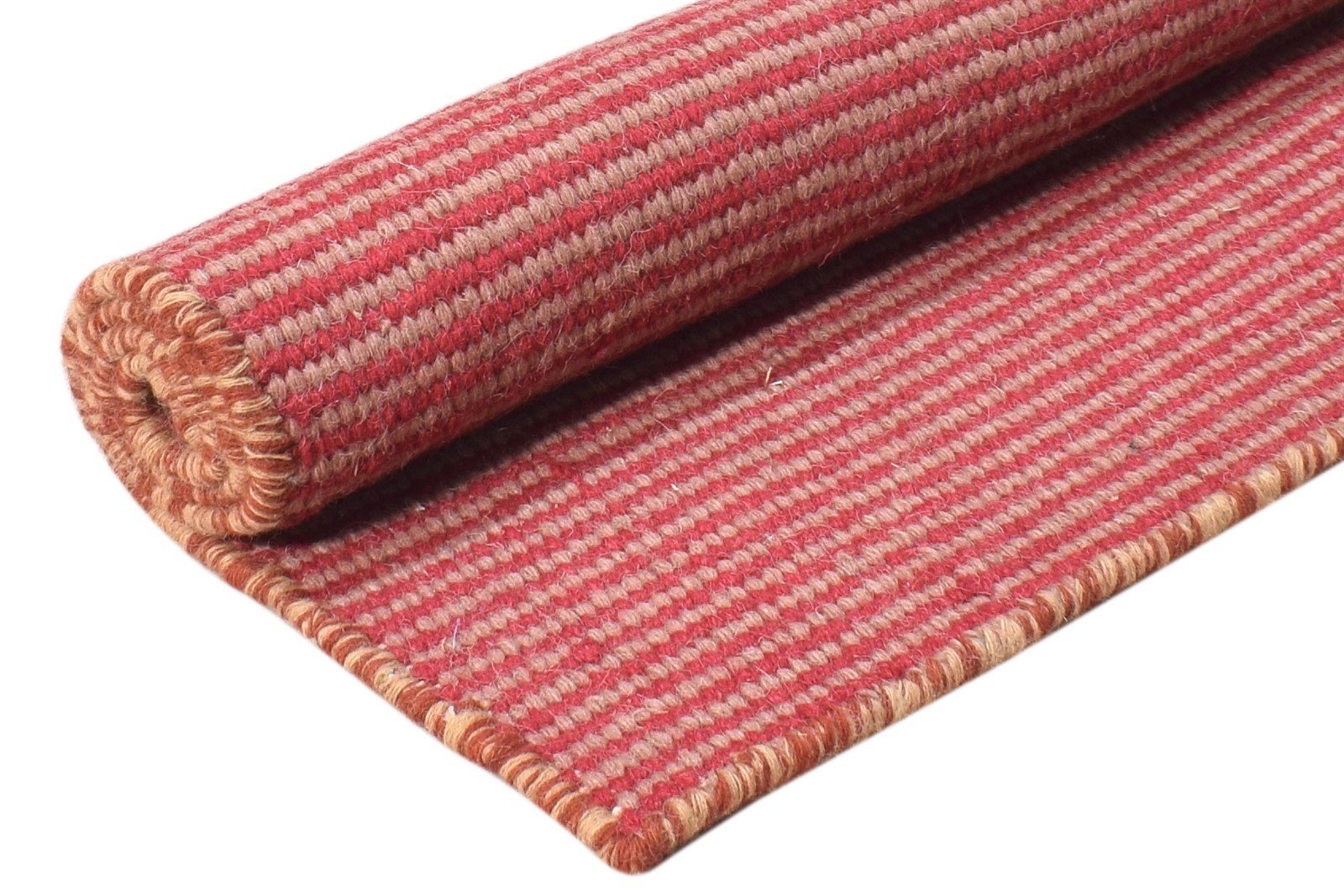 Red Wool Rug 2' X 3' Modern Dhurrie Bohemian Striped Small Carpet 7865012813973