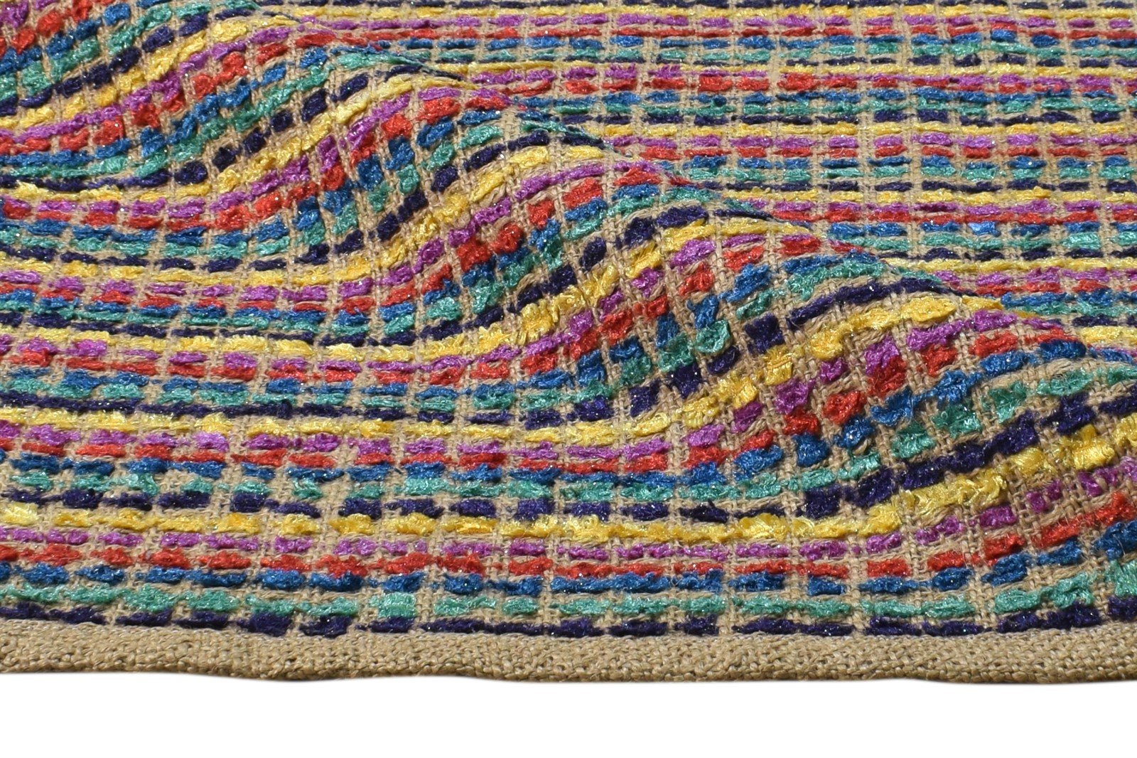 Consolata Red Wool Rug 3' X 4' Modern Dhurrie Bohemian Striped 7865169576085