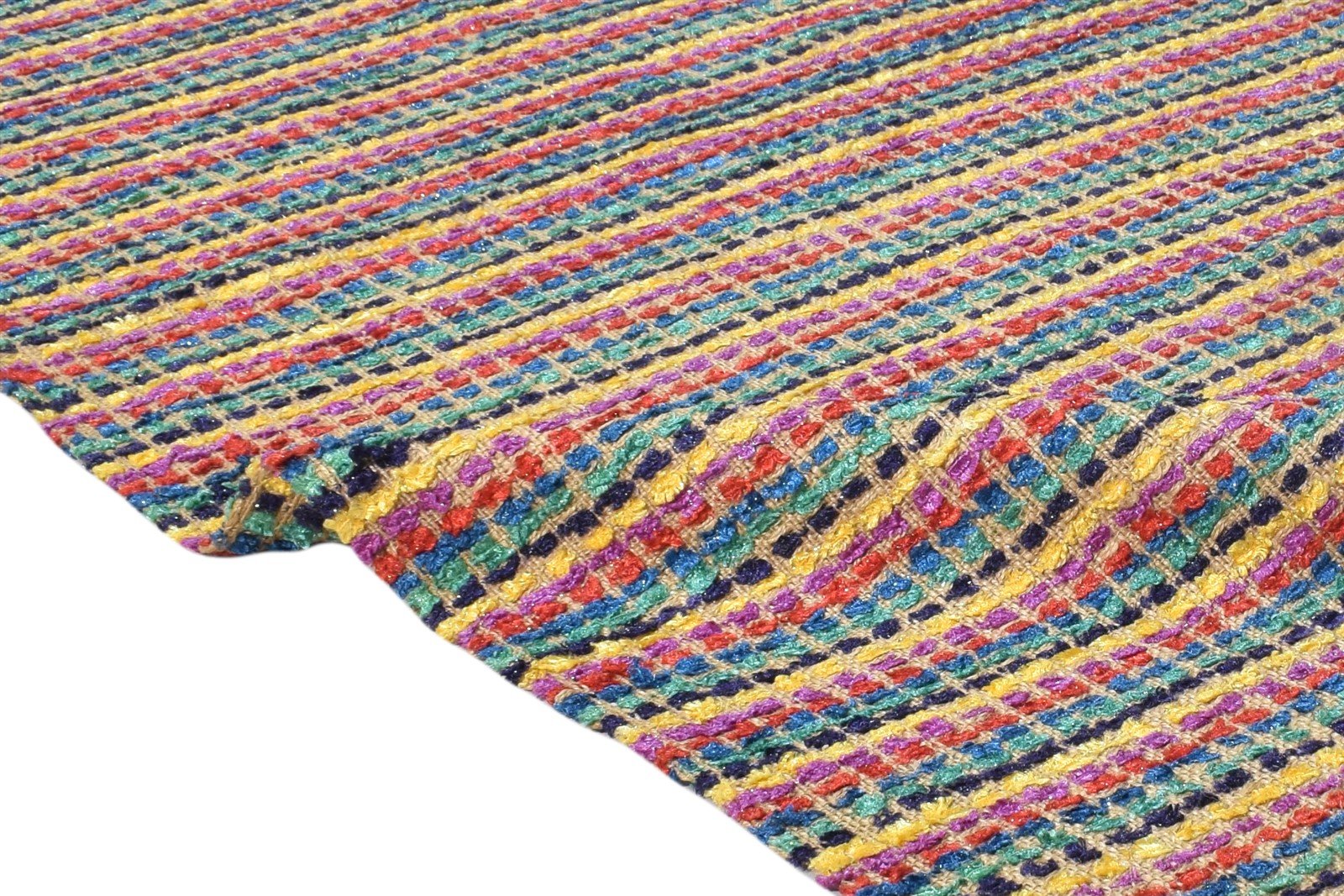 Consolata Red Wool Rug 3' X 4' Modern Dhurrie Bohemian Striped 7865169576085