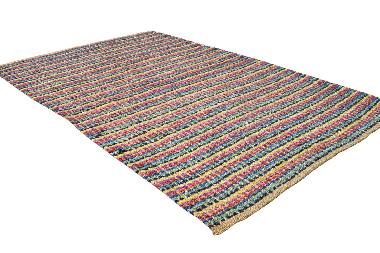 Consolata Red Wool Rug 3' X 4' Modern Dhurrie Bohemian Striped 7865169576085