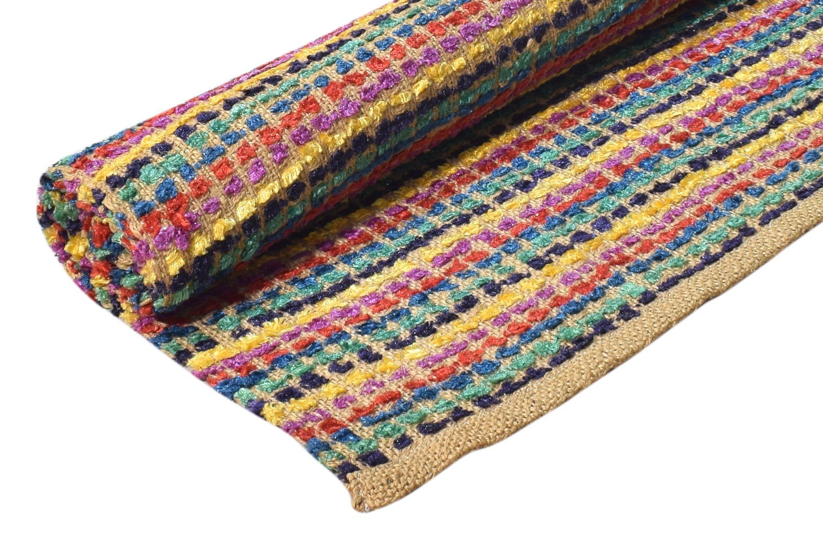 Consolata Red Wool Rug 3' X 4' Modern Dhurrie Bohemian Striped 7865169576085