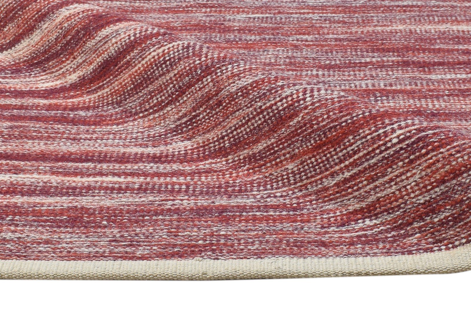 Red Wool Rug 3' X 4' Modern Dhurrie Scandinavian Abstract Small Carpet 7865080578197