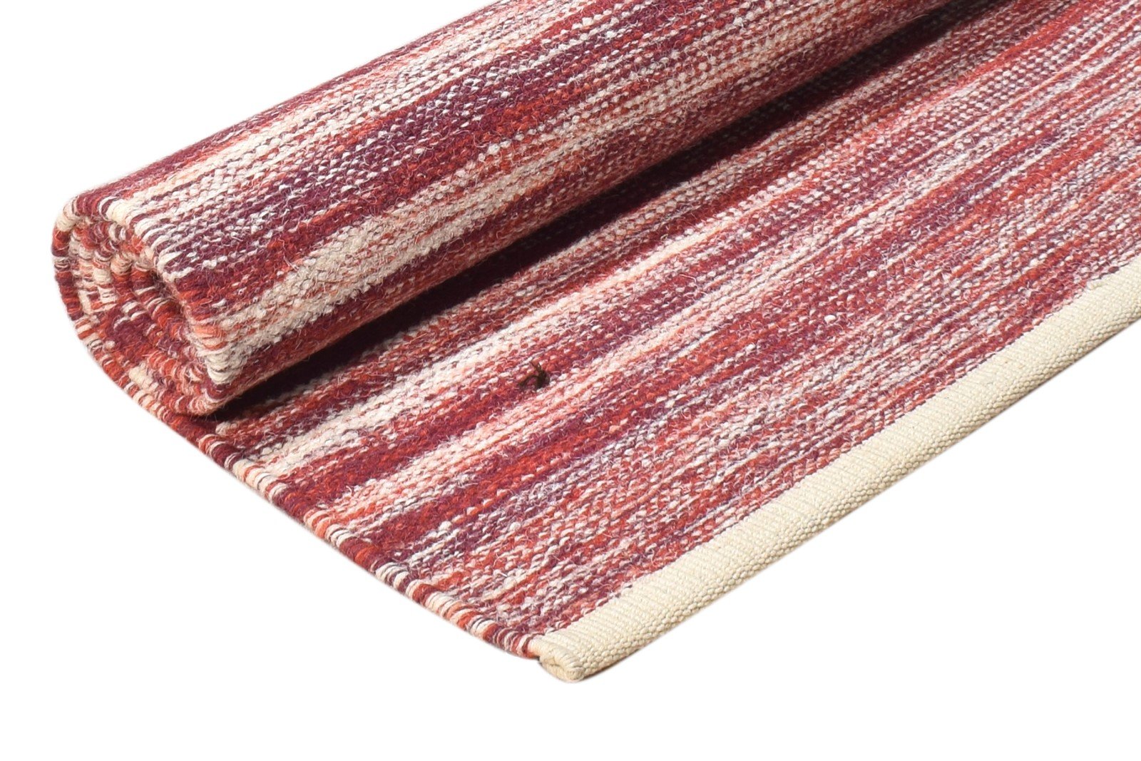 Red Wool Rug 3' X 4' Modern Dhurrie Scandinavian Abstract Small Carpet 7865080578197