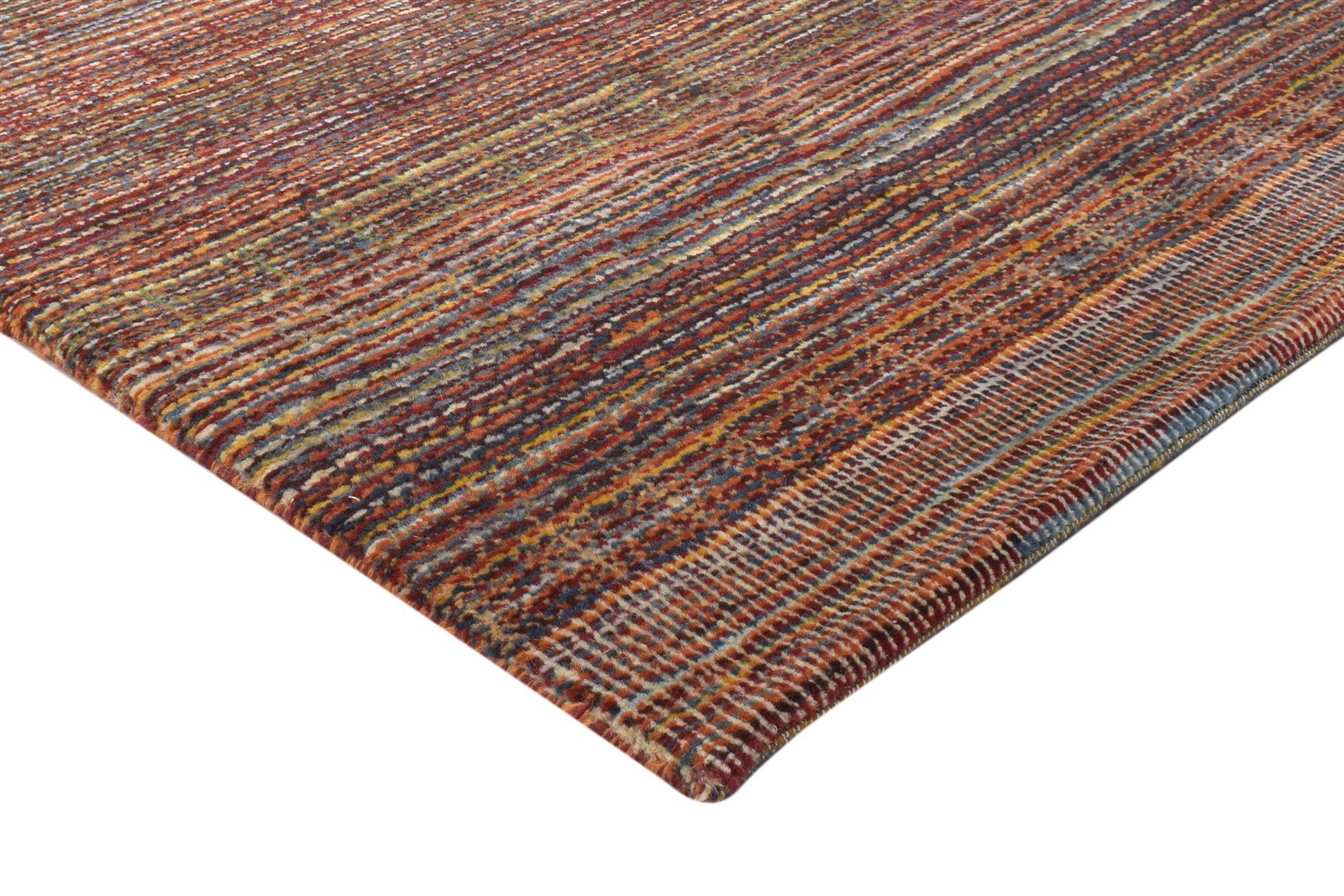 Sam Red Wool Rug 3' X 5' Modern Hand Knotted Bohemian Striped 7864173854869
