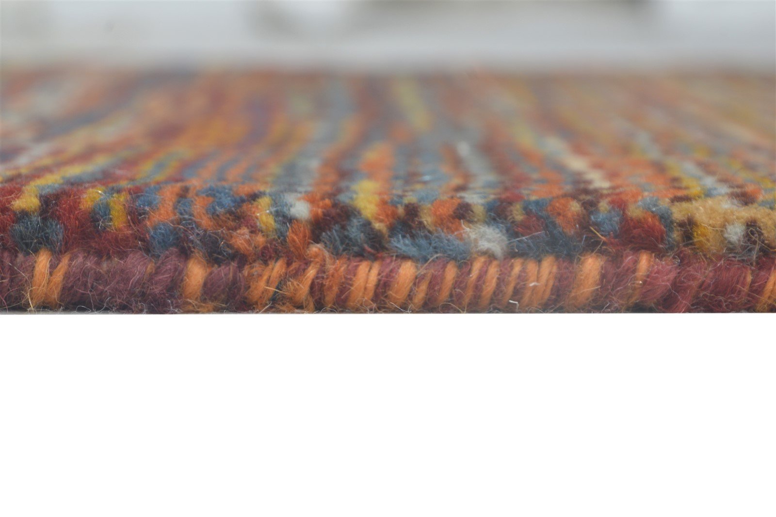 Sam Red Wool Rug 3' X 5' Modern Hand Knotted Bohemian Striped 7864173854869