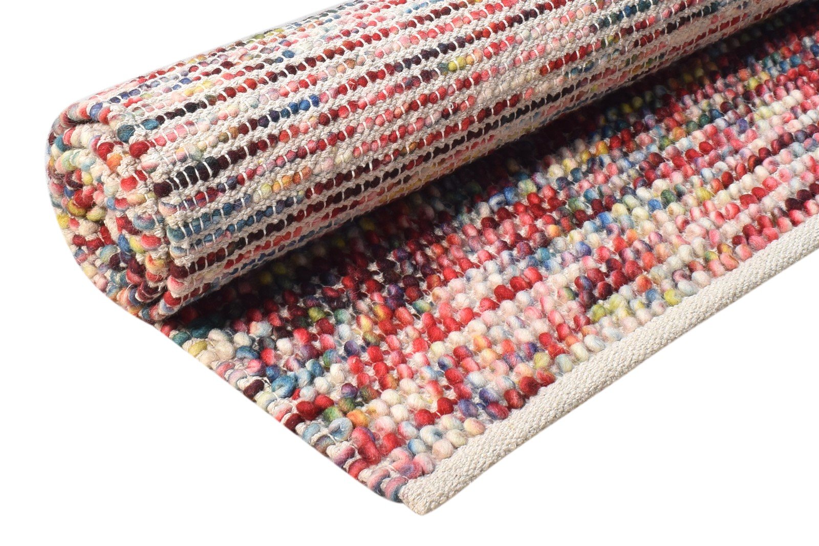 Red Wool Rug 4' X 6' Modern Dhurrie Bohemian Polka Dots Room Size Carpet 7865129042069