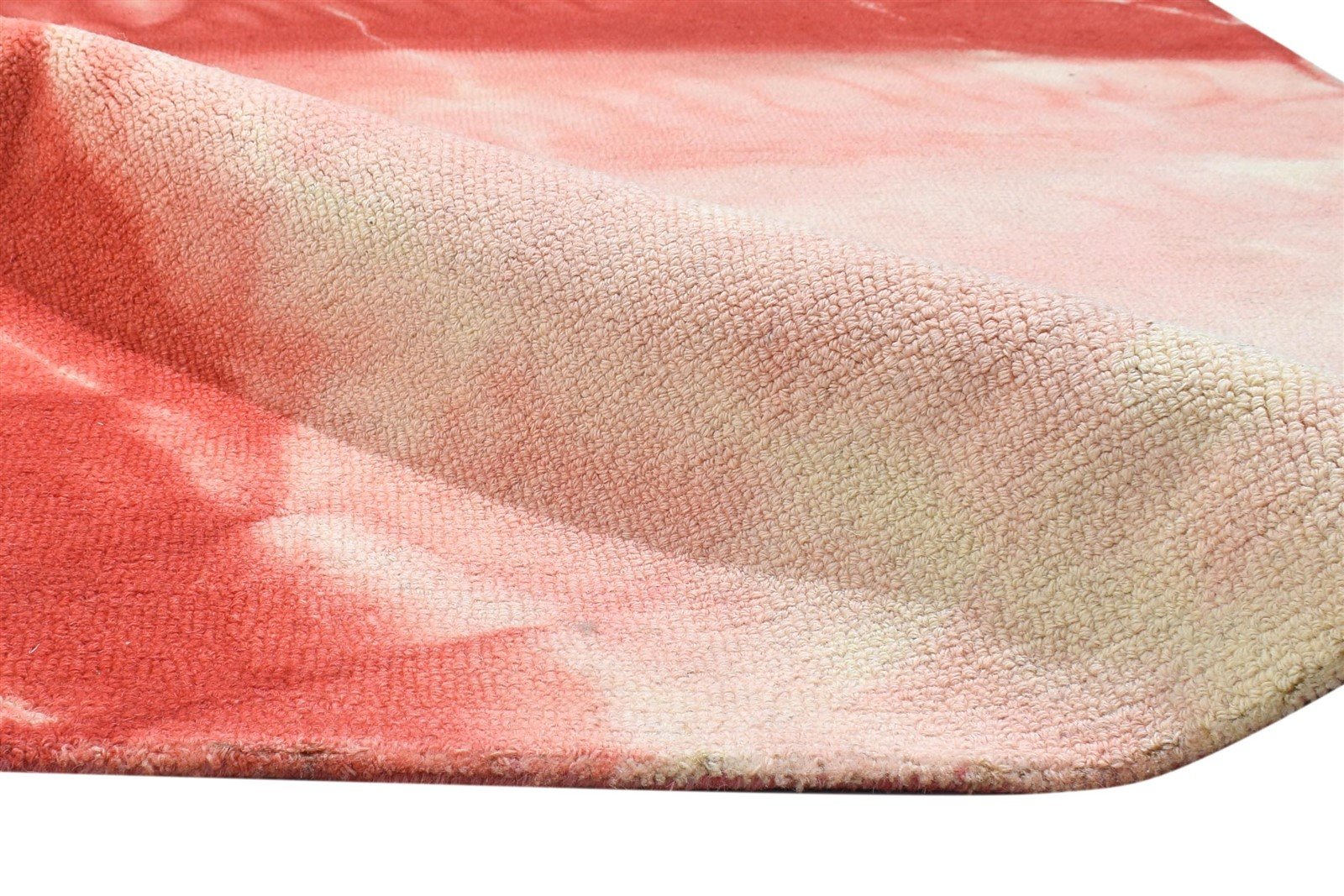 Red Wool Rug 4' X 6' Modern Hand Tufted Shibori Tie Dye Room Size Carpet 7864304435349