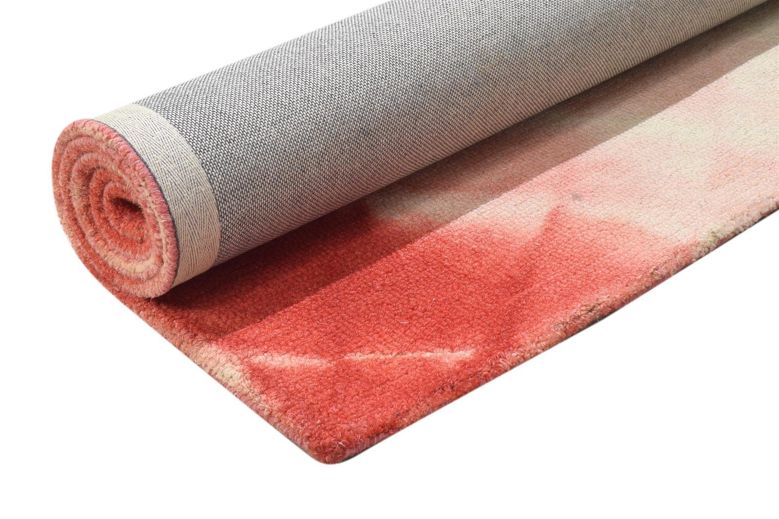 Red Wool Rug 4' X 6' Modern Hand Tufted Shibori Tie Dye Room Size Carpet 7864304435349