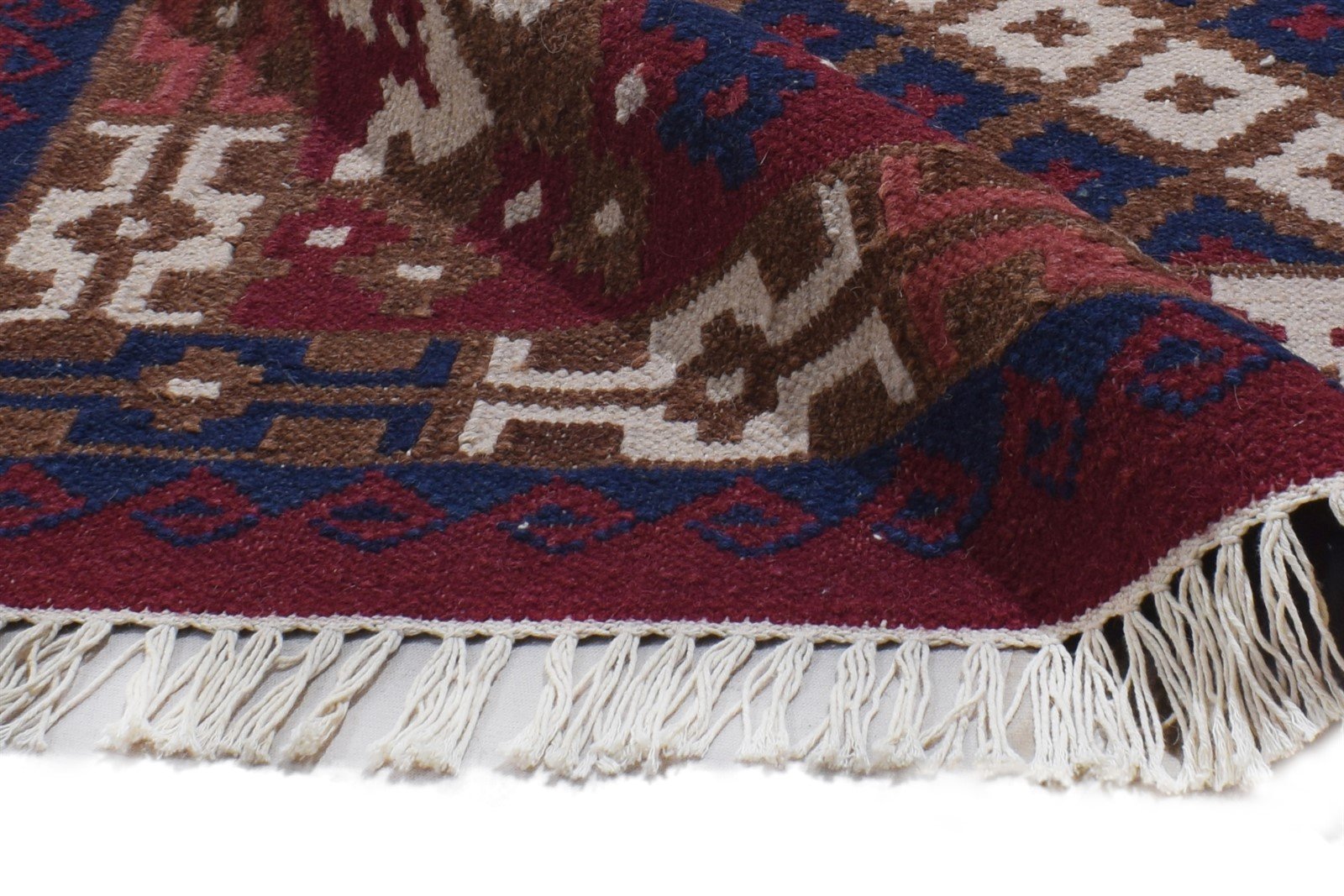 Red Wool Rug 4' X 6' Southwestern Dhurrie American Tribal Room Size Carpet 7865001410709