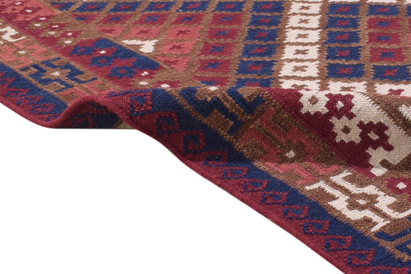 Red Wool Rug 4' X 6' Southwestern Dhurrie American Tribal Room Size Carpet 7865001410709