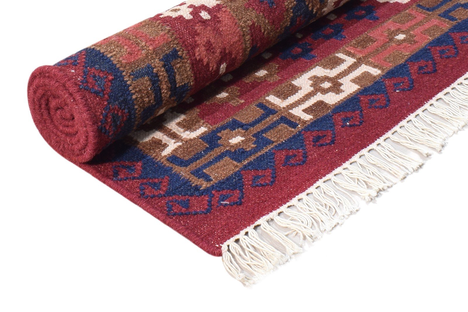 Red Wool Rug 4' X 6' Southwestern Dhurrie American Tribal Room Size Carpet 7865001410709