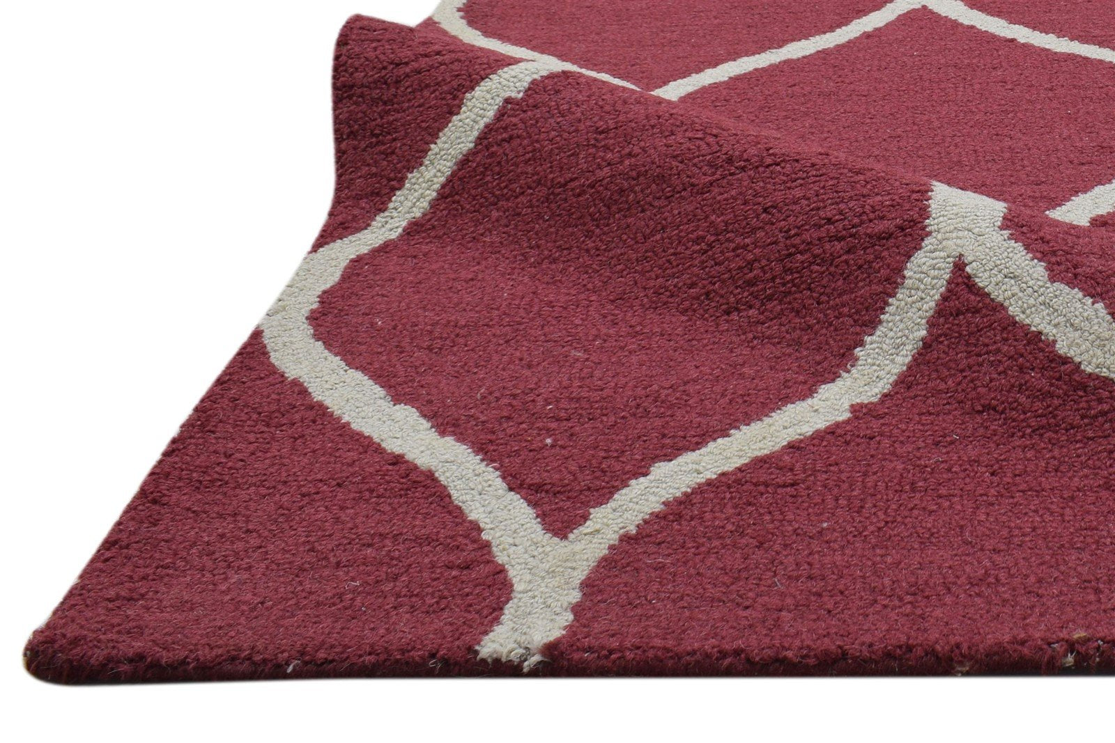 Red Wool Rug 5' X 7' Modern Hand Tufted Moroccan Trellis Room Size Carpet 7860706082965