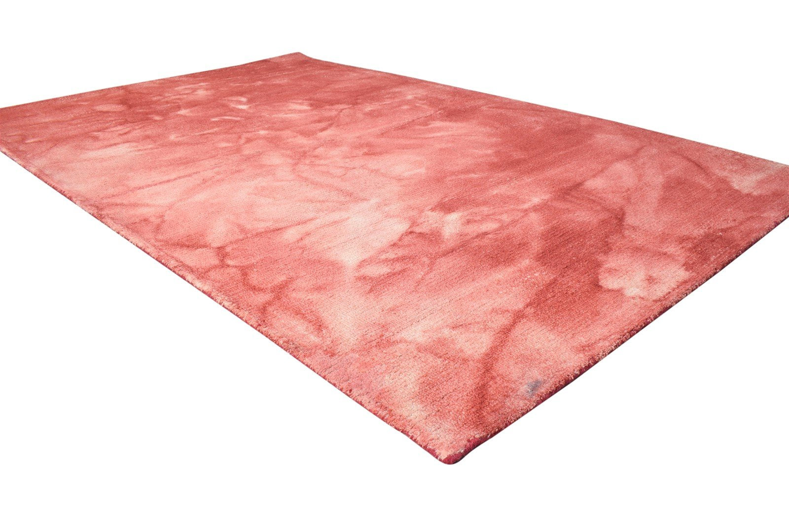 Red Wool Rug 5' X 8' Modern Hand Tufted Shibori Tie Dye Room Size Carpet 7865170657429