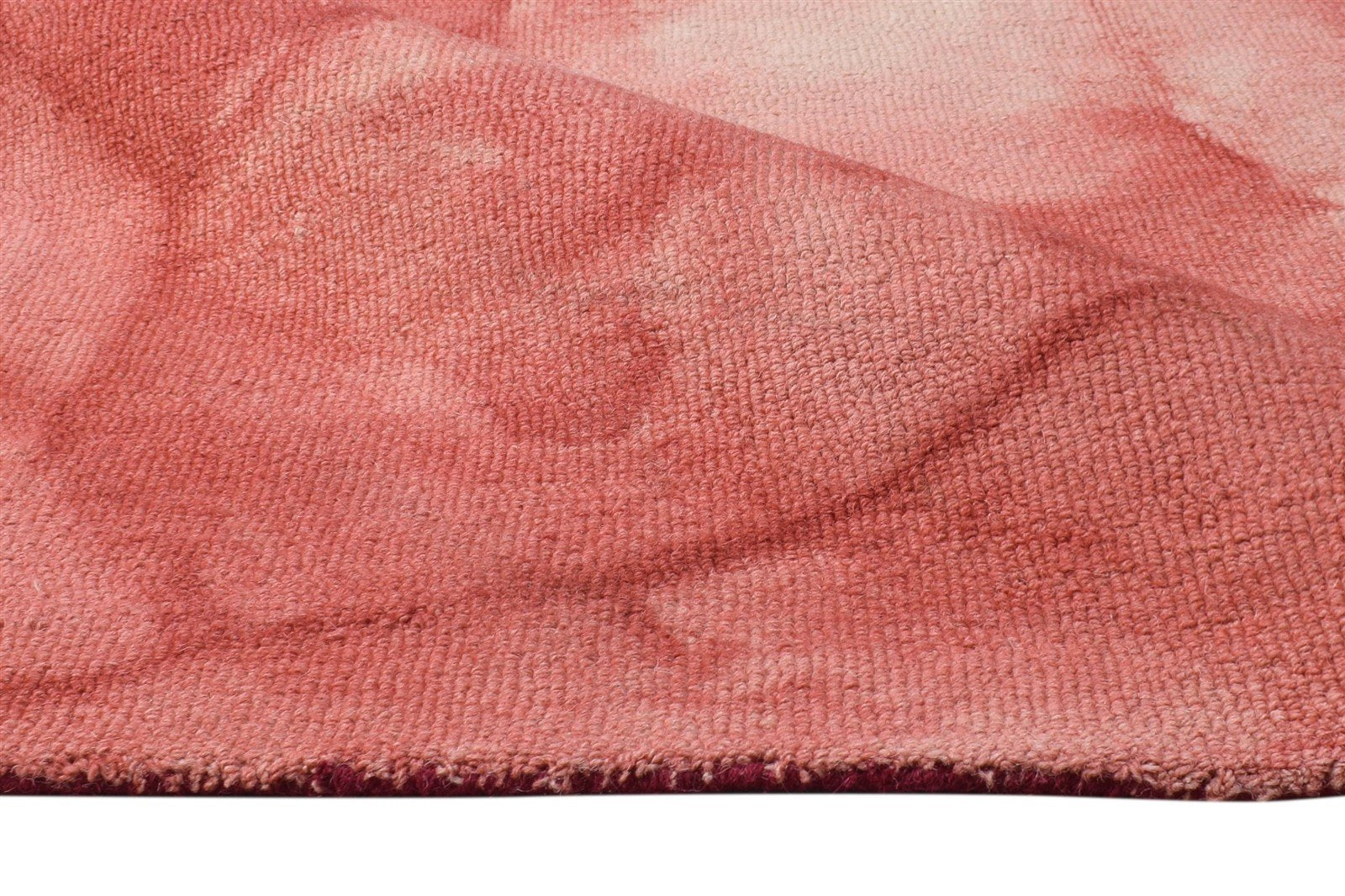 Red Wool Rug 5' X 8' Modern Hand Tufted Shibori Tie Dye Room Size Carpet 7865174720661