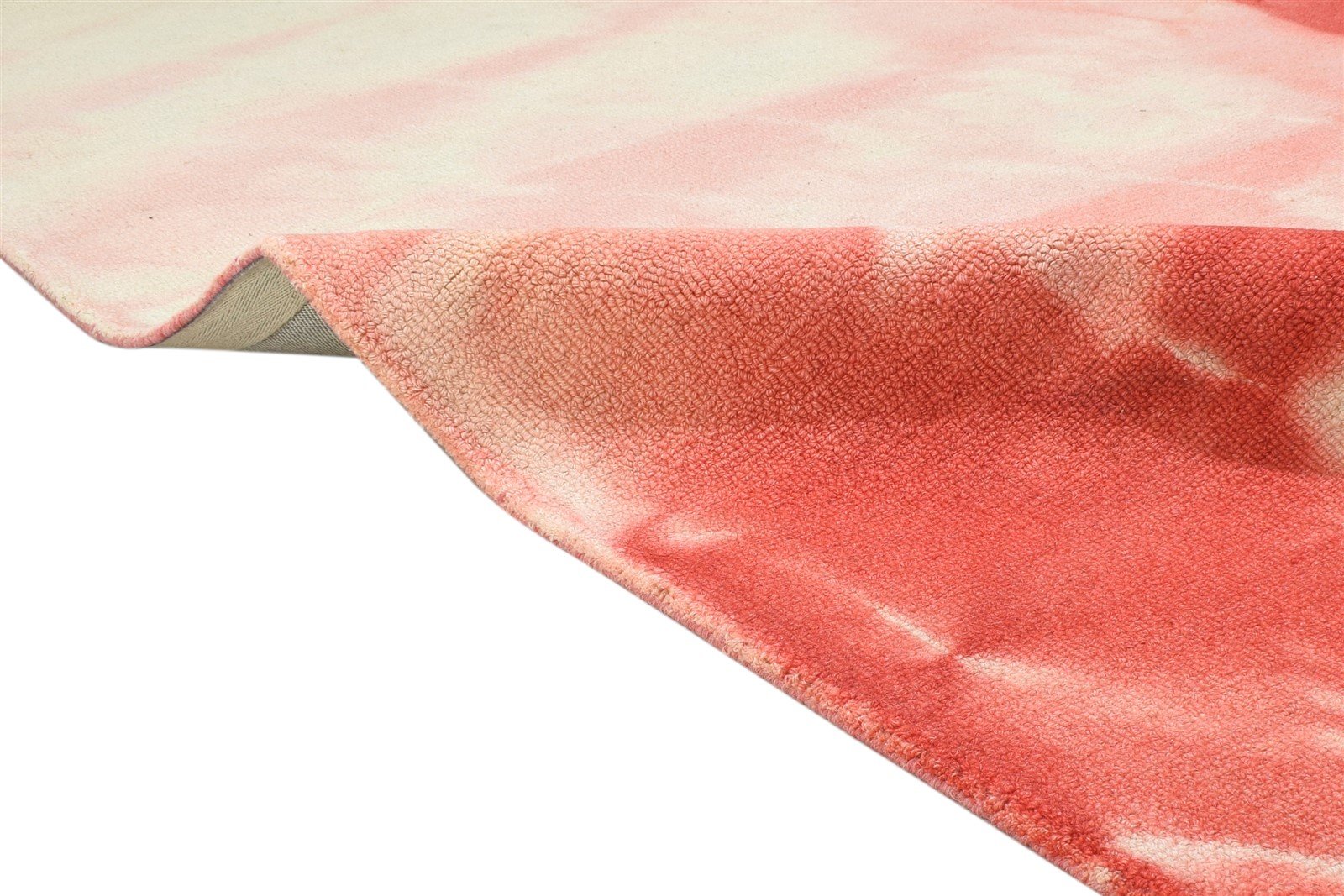 Red Wool Rug 5' X 8' Modern Hand Tufted Shibori Tie Dye Room Size Carpet 7864154947733