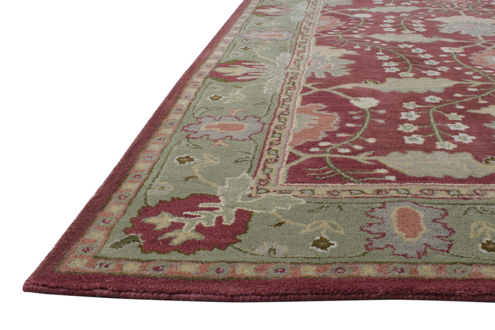 Red Wool Rug 5' X 8' Persian Hand Tufted Sarouk-Indian Oriental Room Size Carpet 7865188188309