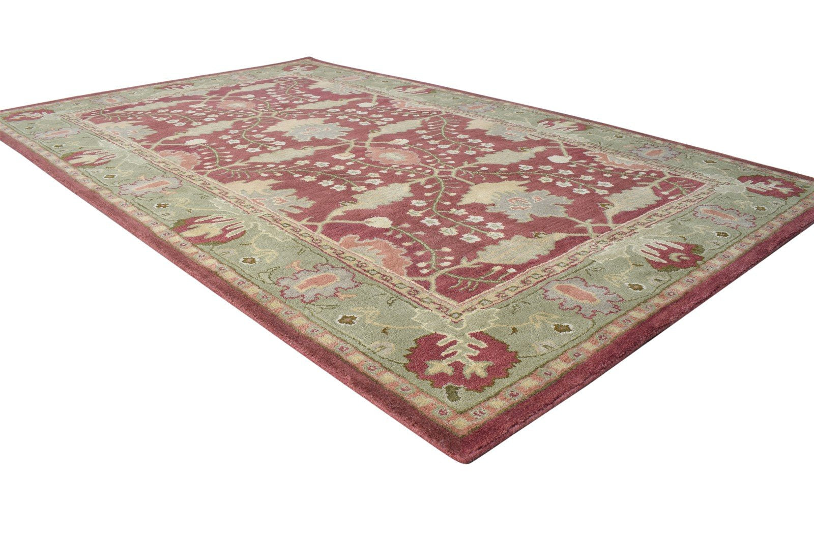 Red Wool Rug 5' X 8' Persian Hand Tufted Sarouk-Indian Oriental Room Size Carpet 7865188188309