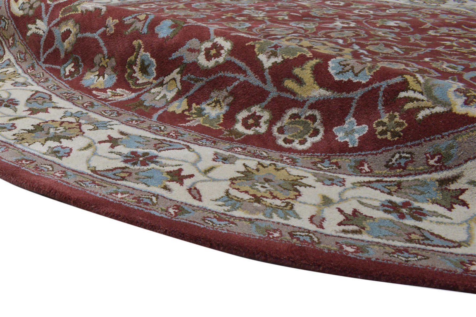 Red Wool Rug 8' X 8' Persian Hand Tufted Kashan Oriental Large Round 7864859033749