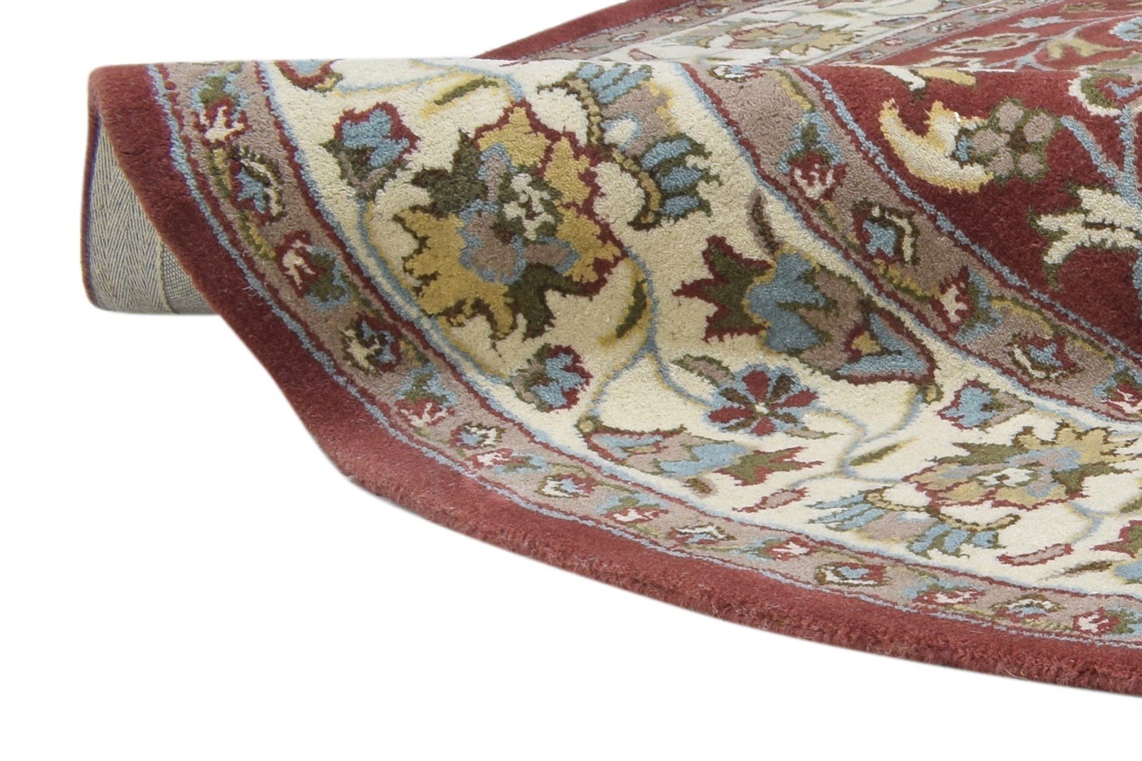 Red Wool Rug 8' X 8' Persian Hand Tufted Kashan Oriental Large Round 7864859033749