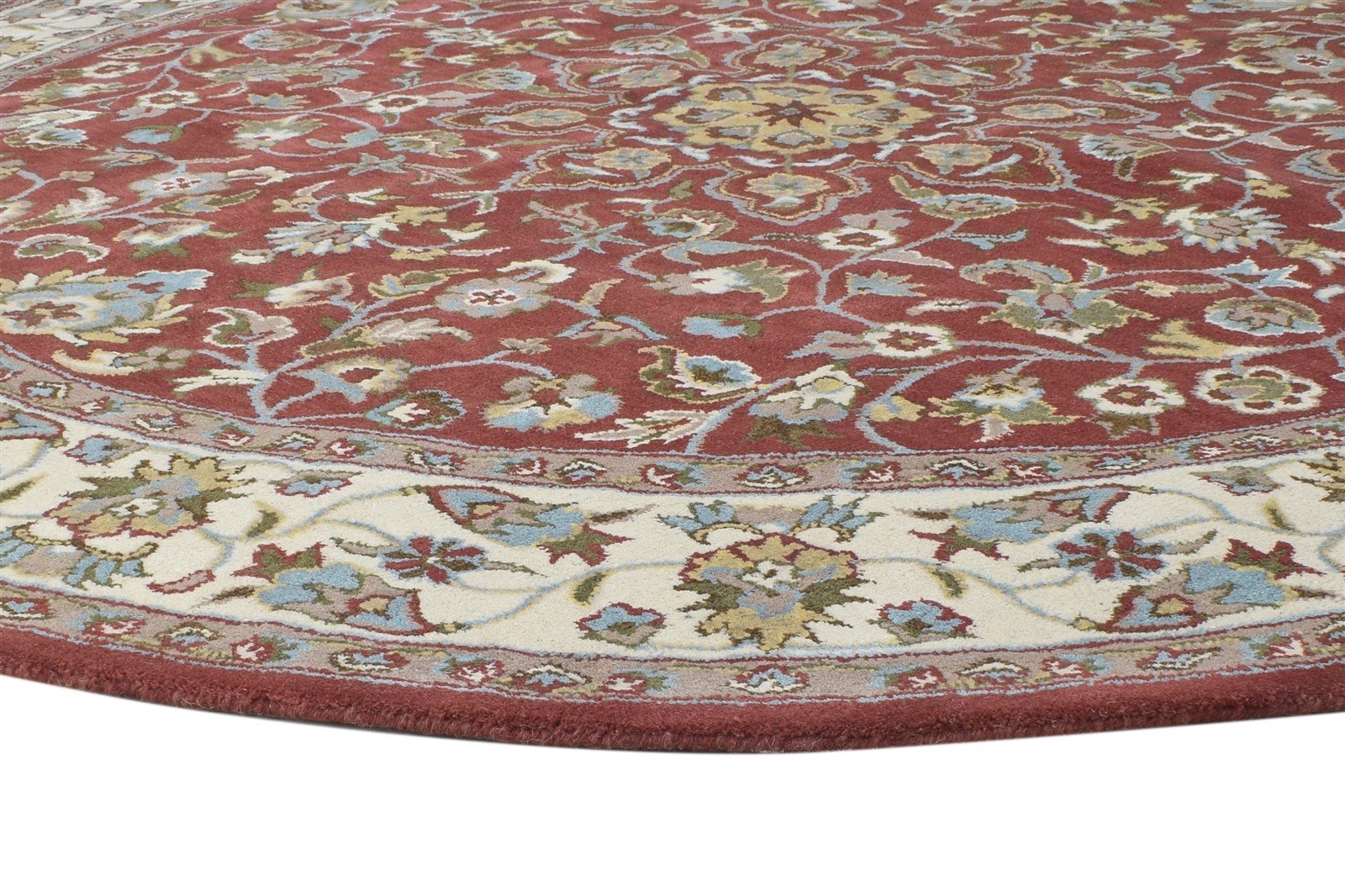 Red Wool Rug 8' X 8' Persian Hand Tufted Kashan Oriental Large Round 7864859033749
