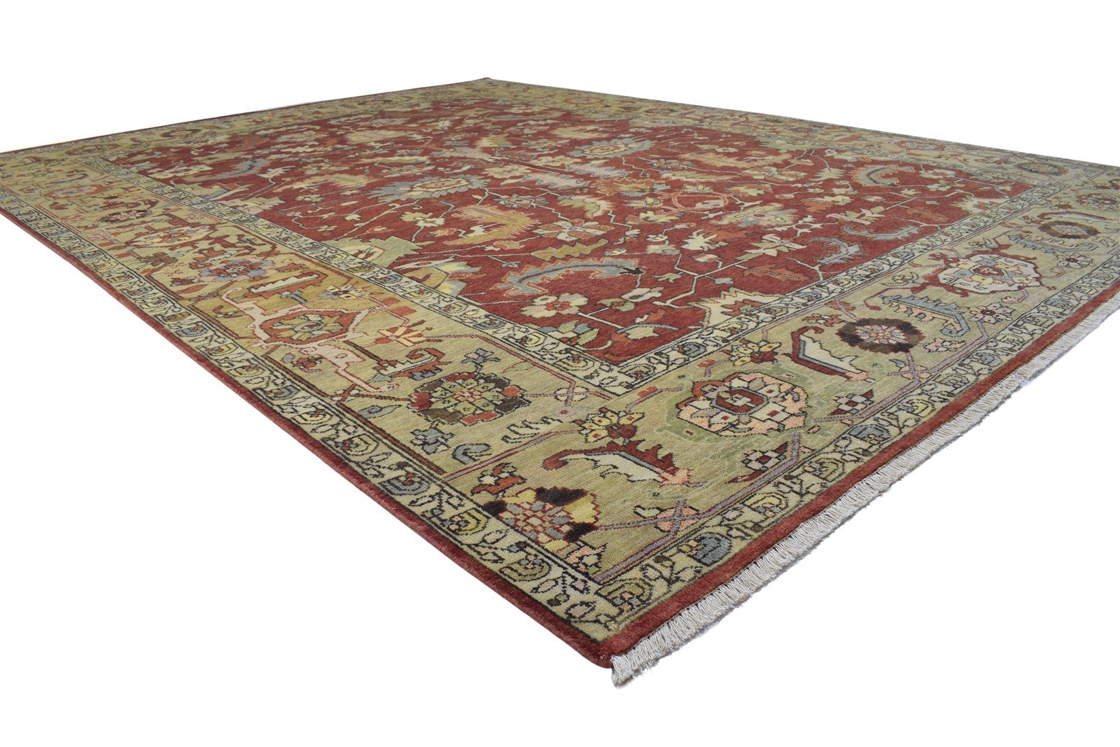 Red Wool Rug 9' X 12' Persian Hand Knotted Mughal Oriental Extra Large Carpet 7864194367637