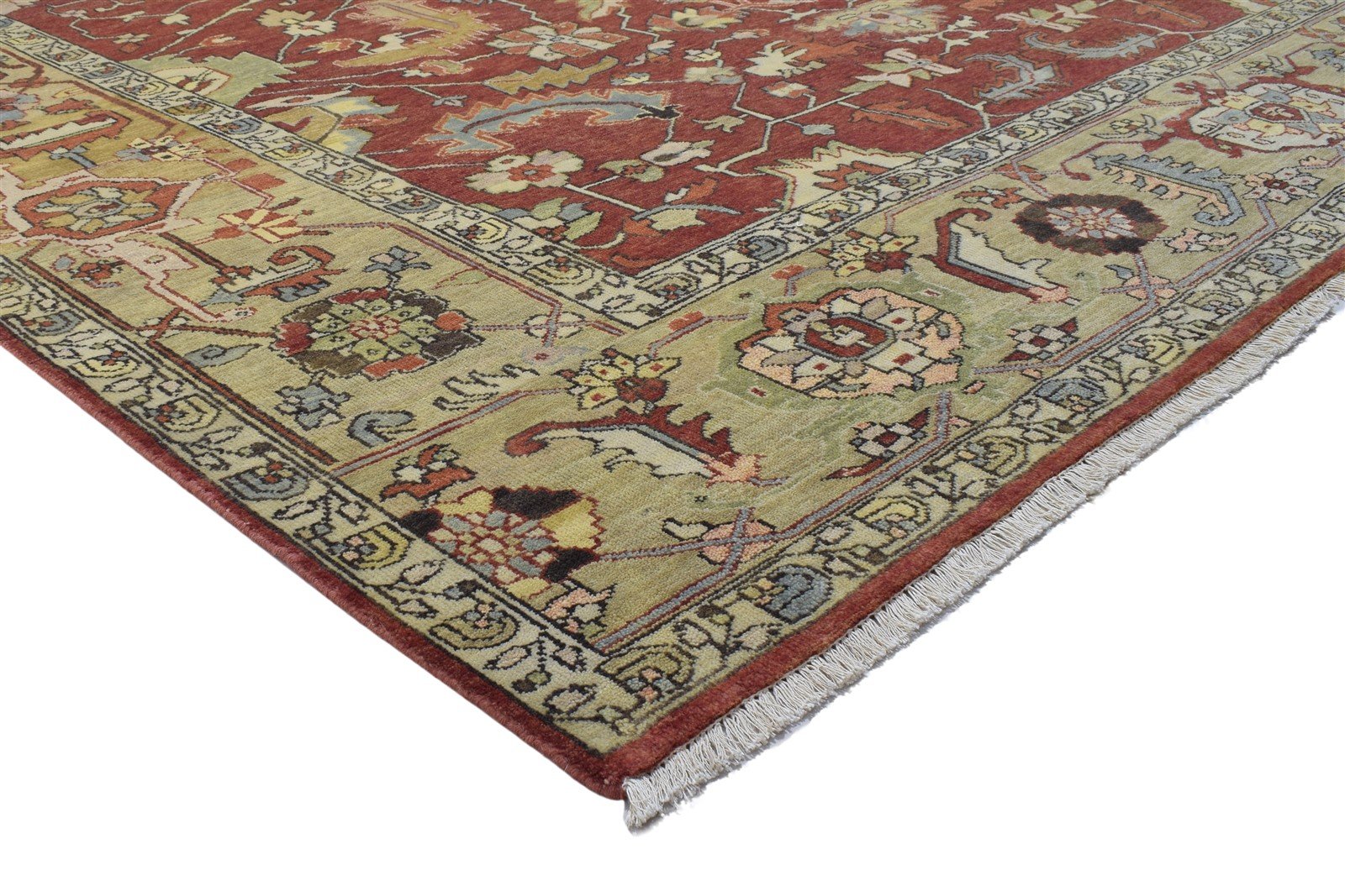 Red Wool Rug 9' X 12' Persian Hand Knotted Mughal Oriental Extra Large Carpet 7864194367637