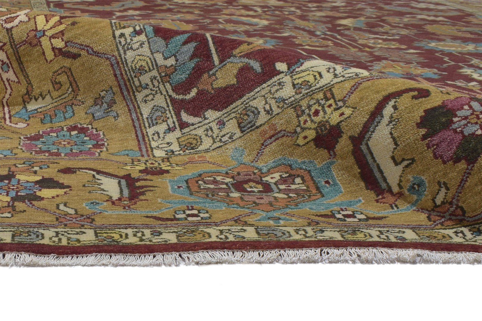 Red Wool Rug 9' X 12' Persian Hand Knotted Mughal Oriental Large Carpet 7864200495253