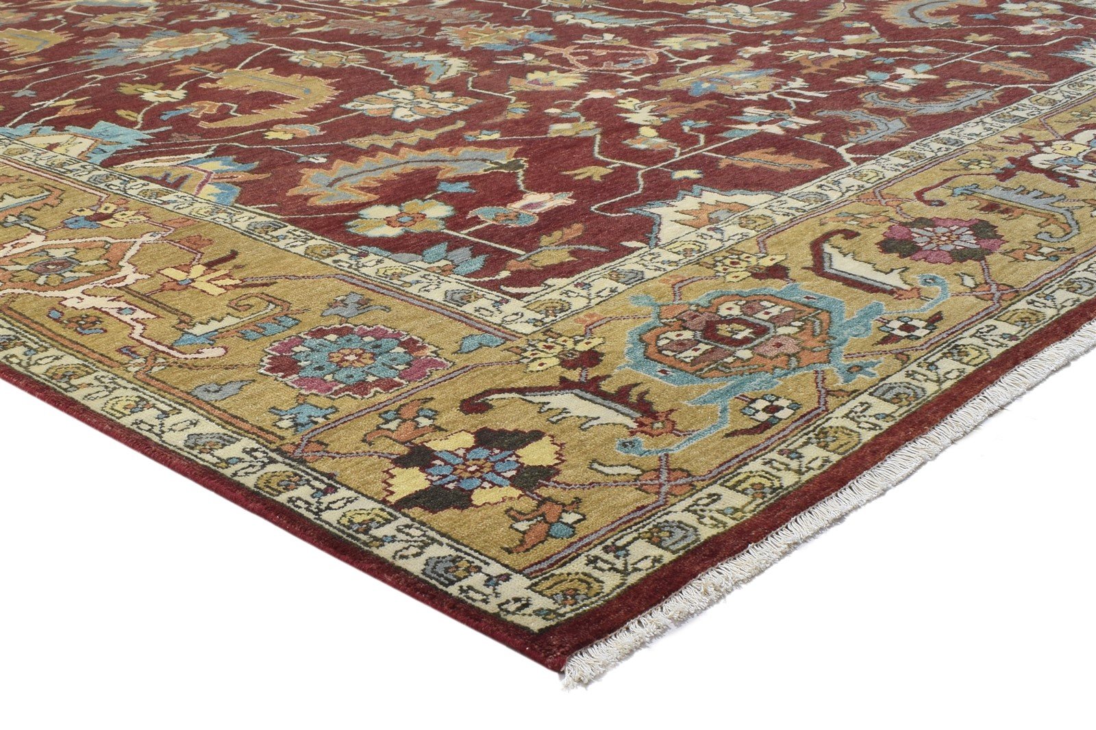 Red Wool Rug 9' X 12' Persian Hand Knotted Mughal Oriental Large Carpet 7864200495253