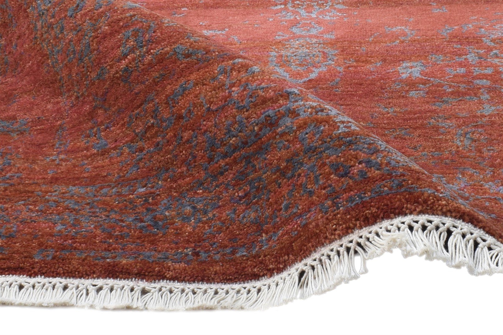 Red Wool / Silk Rug 3' X 4' Modern Hand Knotted Oriental Abstract Small Carpet 7864588533909