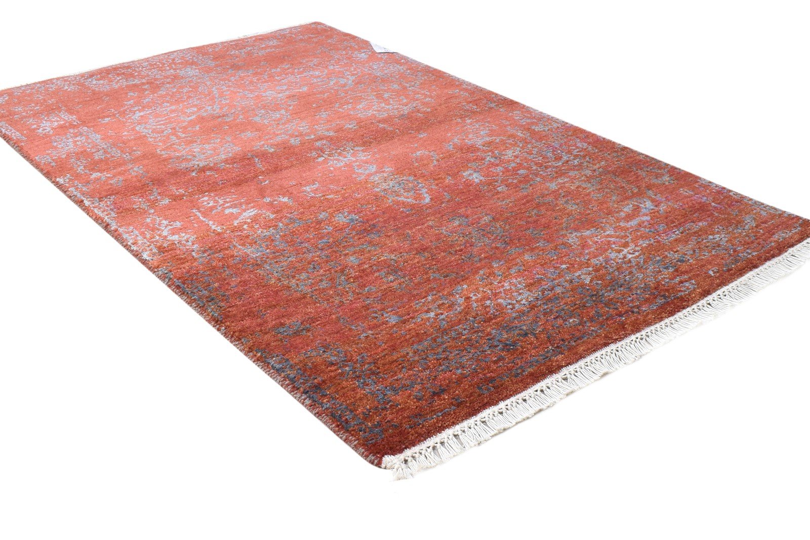 Red Wool / Silk Rug 3' X 4' Modern Hand Knotted Oriental Abstract Small Carpet 7864588533909