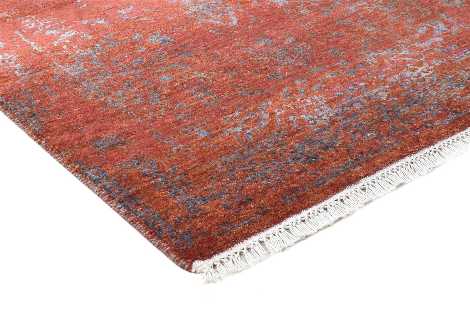 Red Wool / Silk Rug 3' X 4' Modern Hand Knotted Oriental Abstract Small Carpet 7864588533909