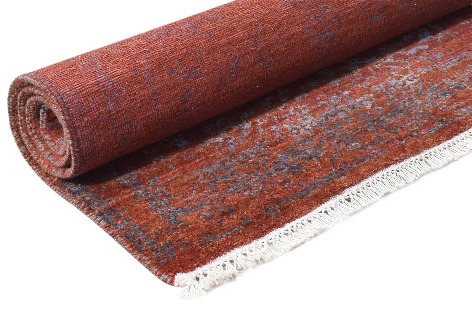 Red Wool / Silk Rug 3' X 4' Modern Hand Knotted Oriental Abstract Small Carpet 7864588533909