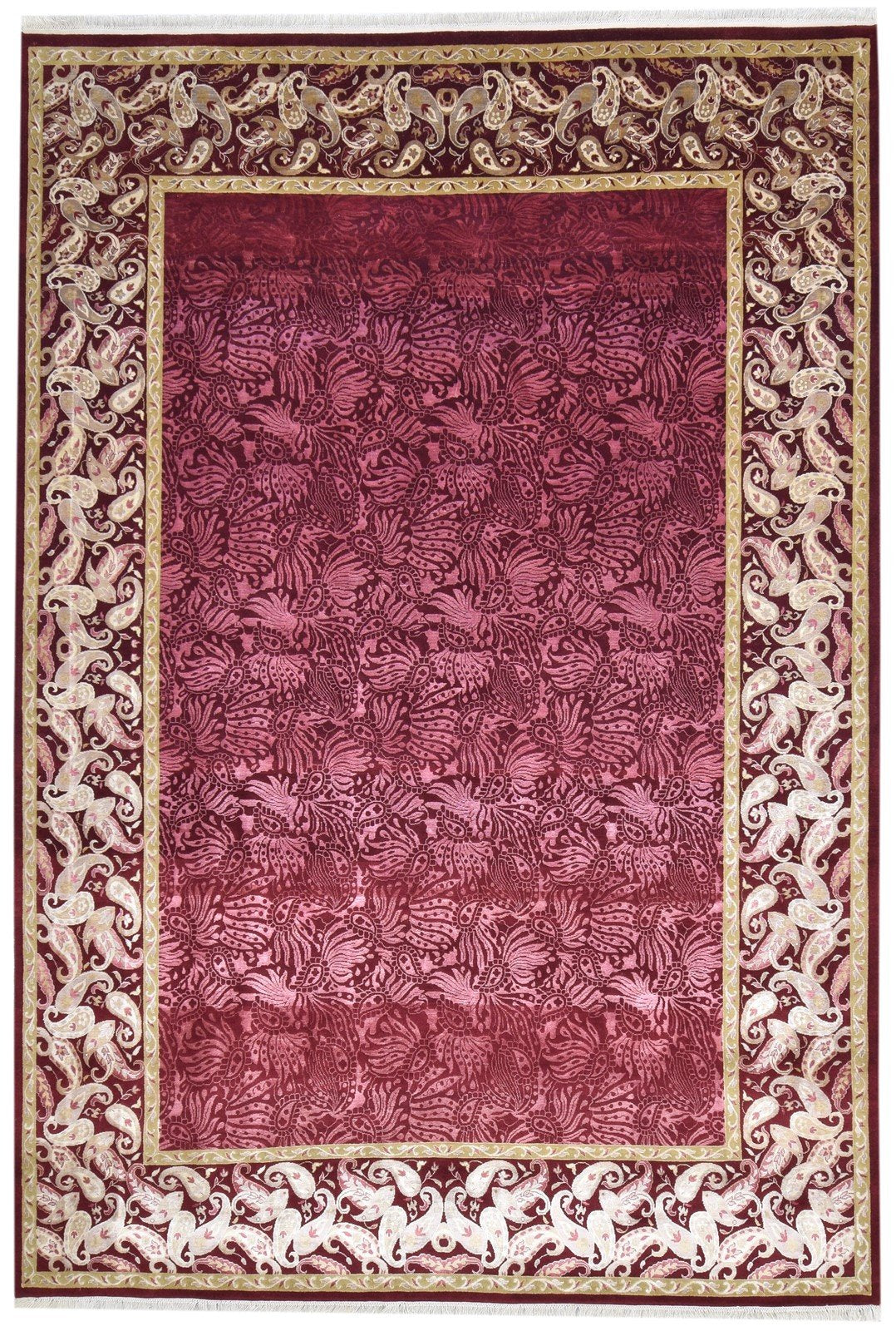 Red Wool / Silk Rug 7' X 10' Persian Hand Knotted Mughal Oriental Large Carpet 7864908578965