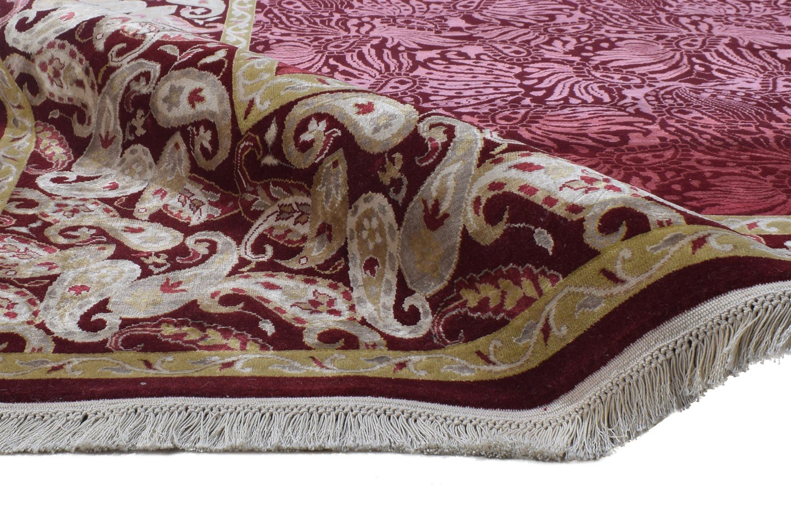 Red Wool / Silk Rug 7' X 10' Persian Hand Knotted Mughal Oriental Large Carpet 7864908578965