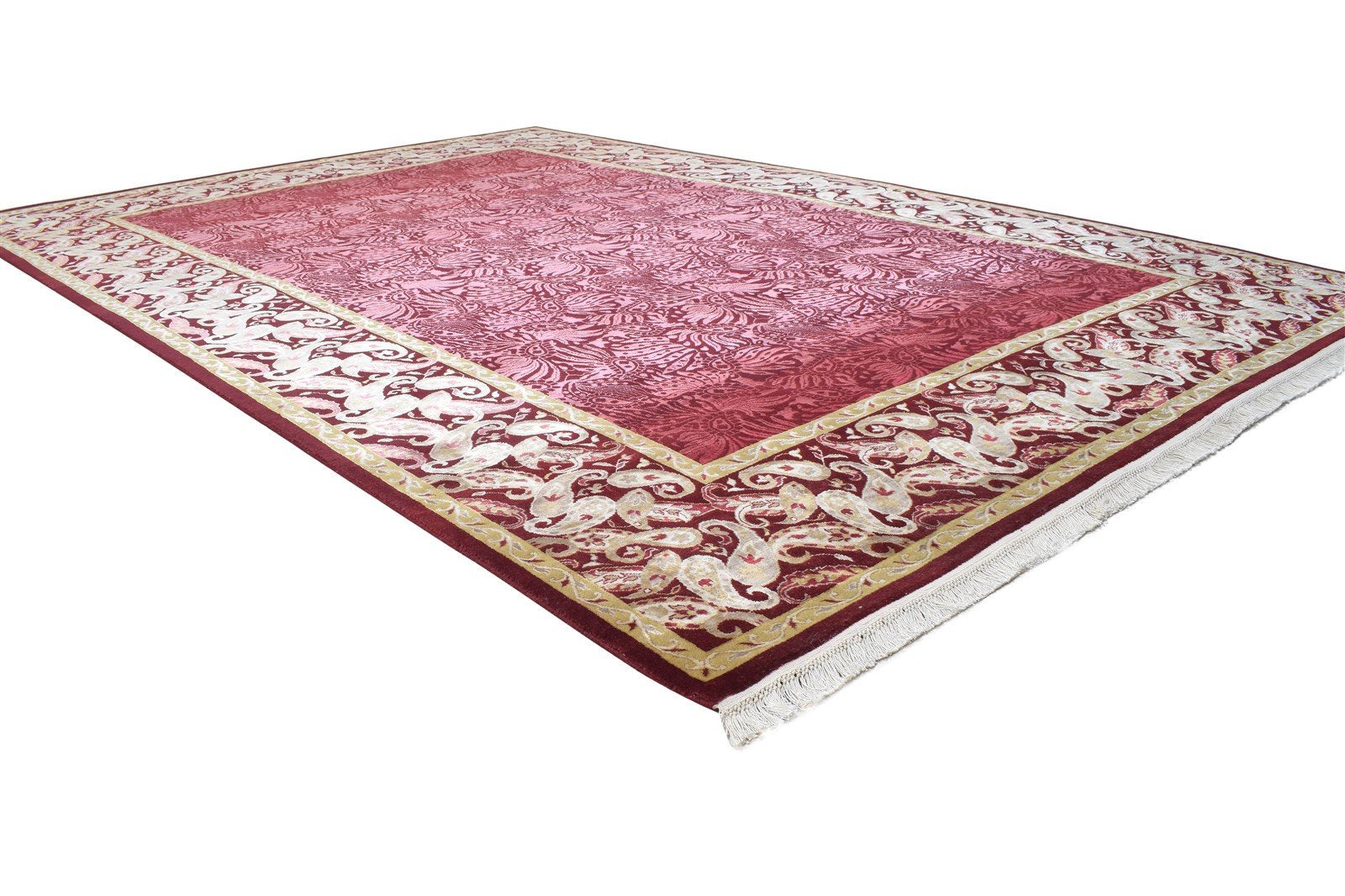 Red Wool / Silk Rug 7' X 10' Persian Hand Knotted Mughal Oriental Large Carpet 7864908578965