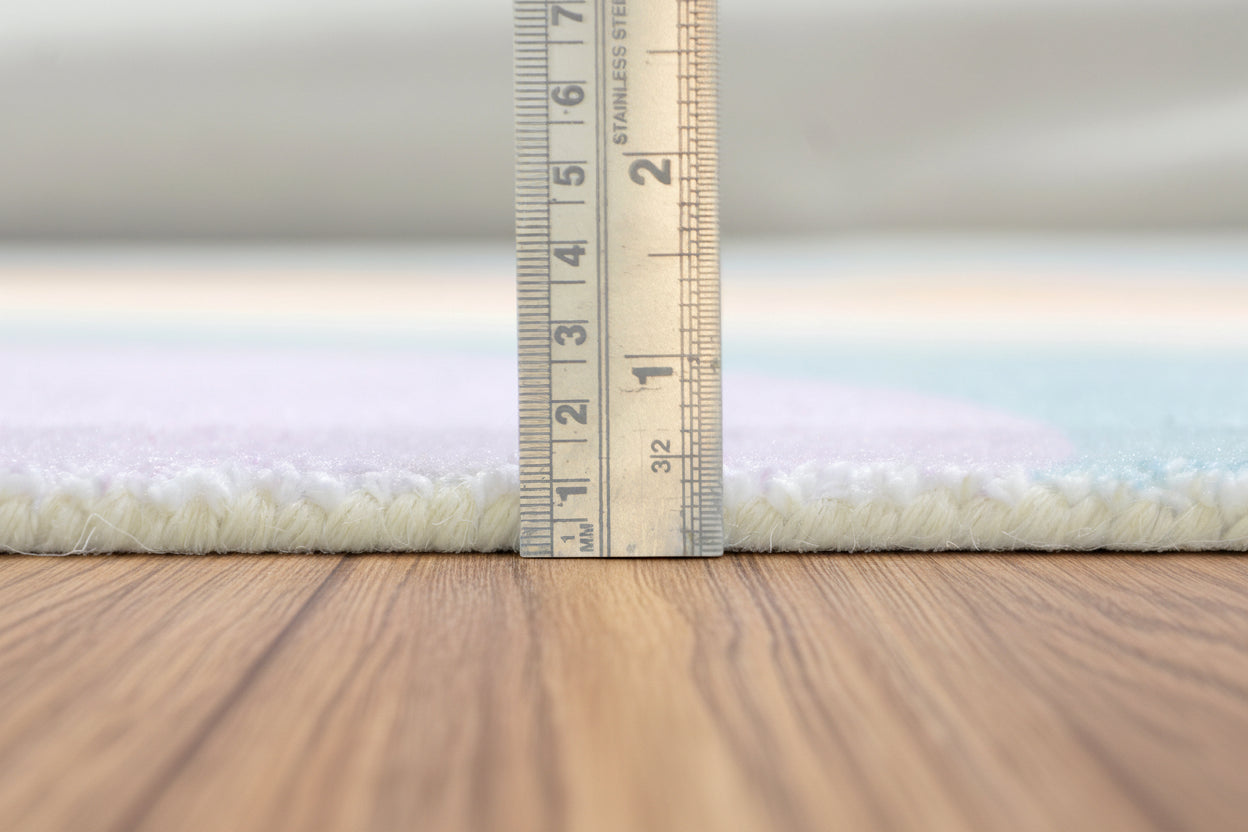 Retro Blue Pastel Rainbow Wave Area Rug – Handmade Kids Nursery Soft Rug 9030842712213